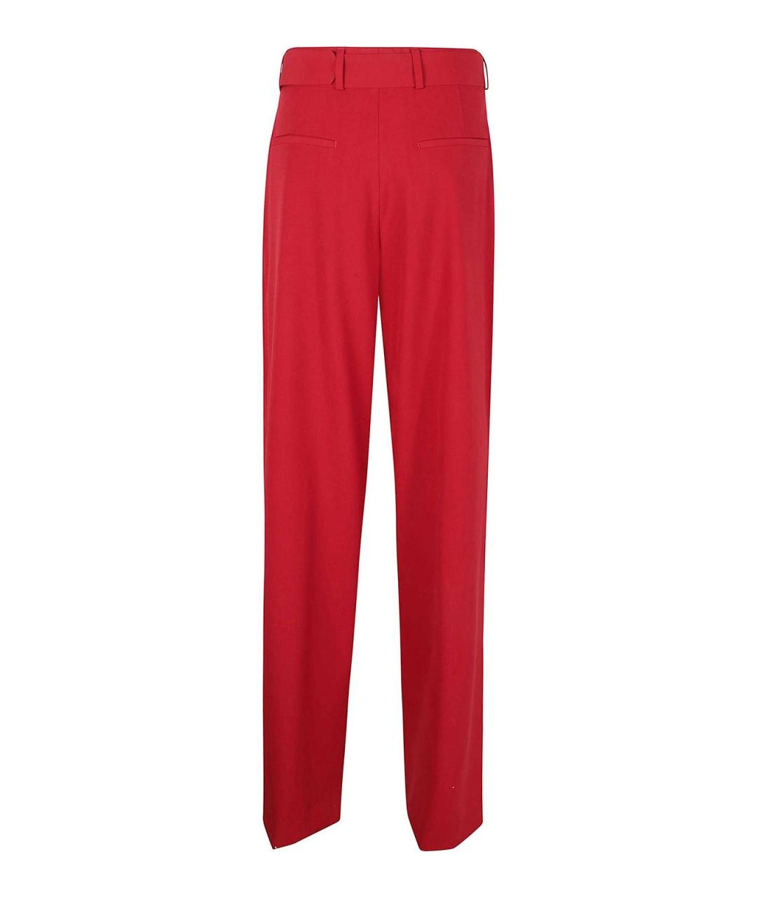 DRIES VAN NOTEN Красные шерстяные прямые брюки, фото 2