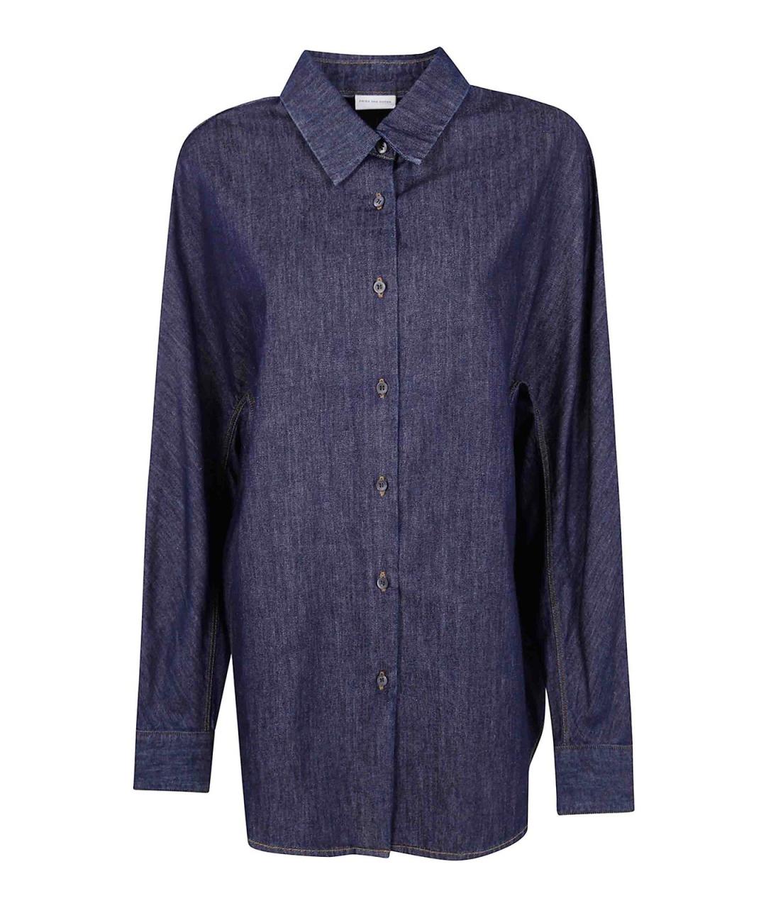 DRIES VAN NOTEN Синяя хлопковая рубашка, фото 1