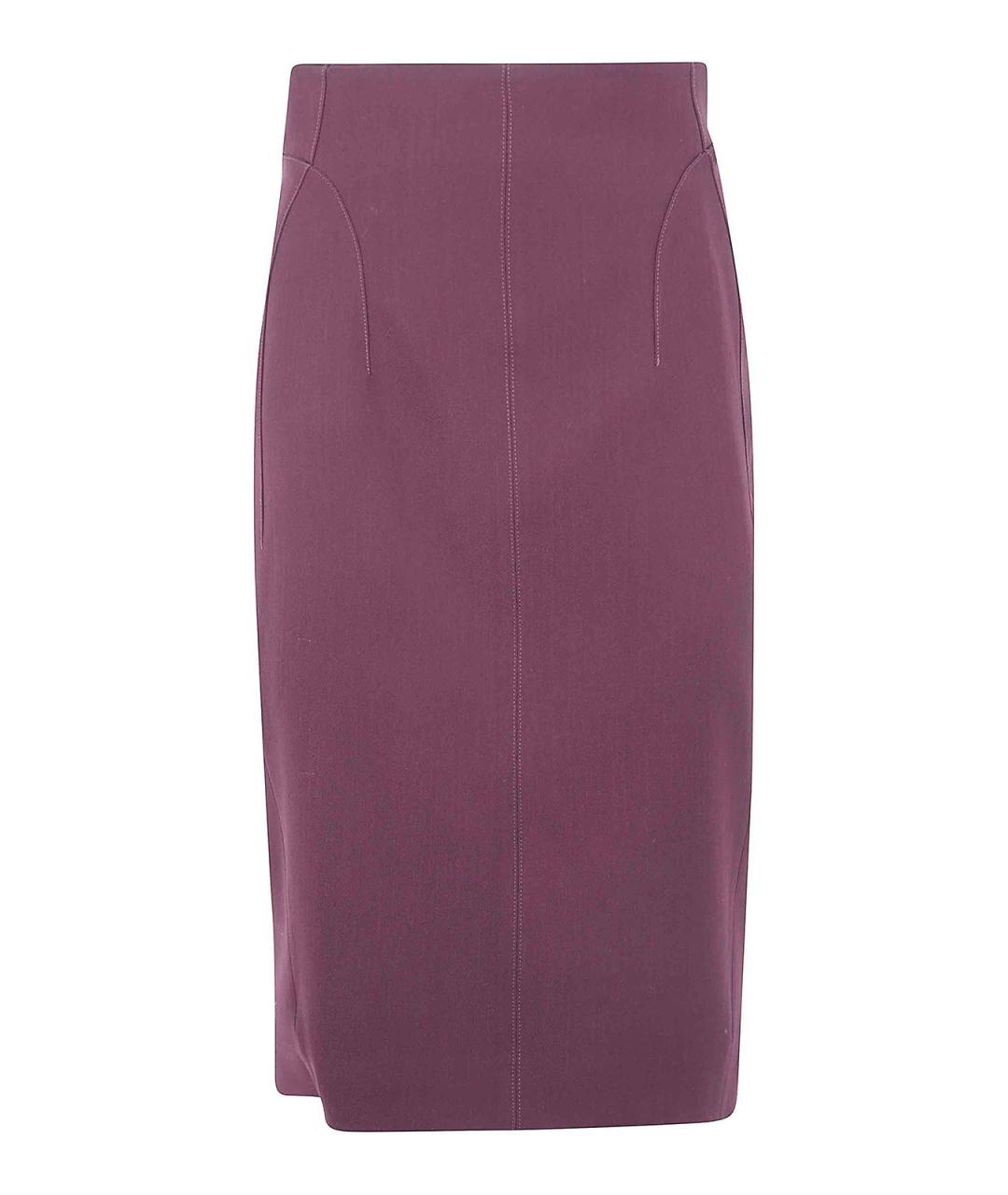 MUGLER Розовая шерстяная юбка миди, фото 1
