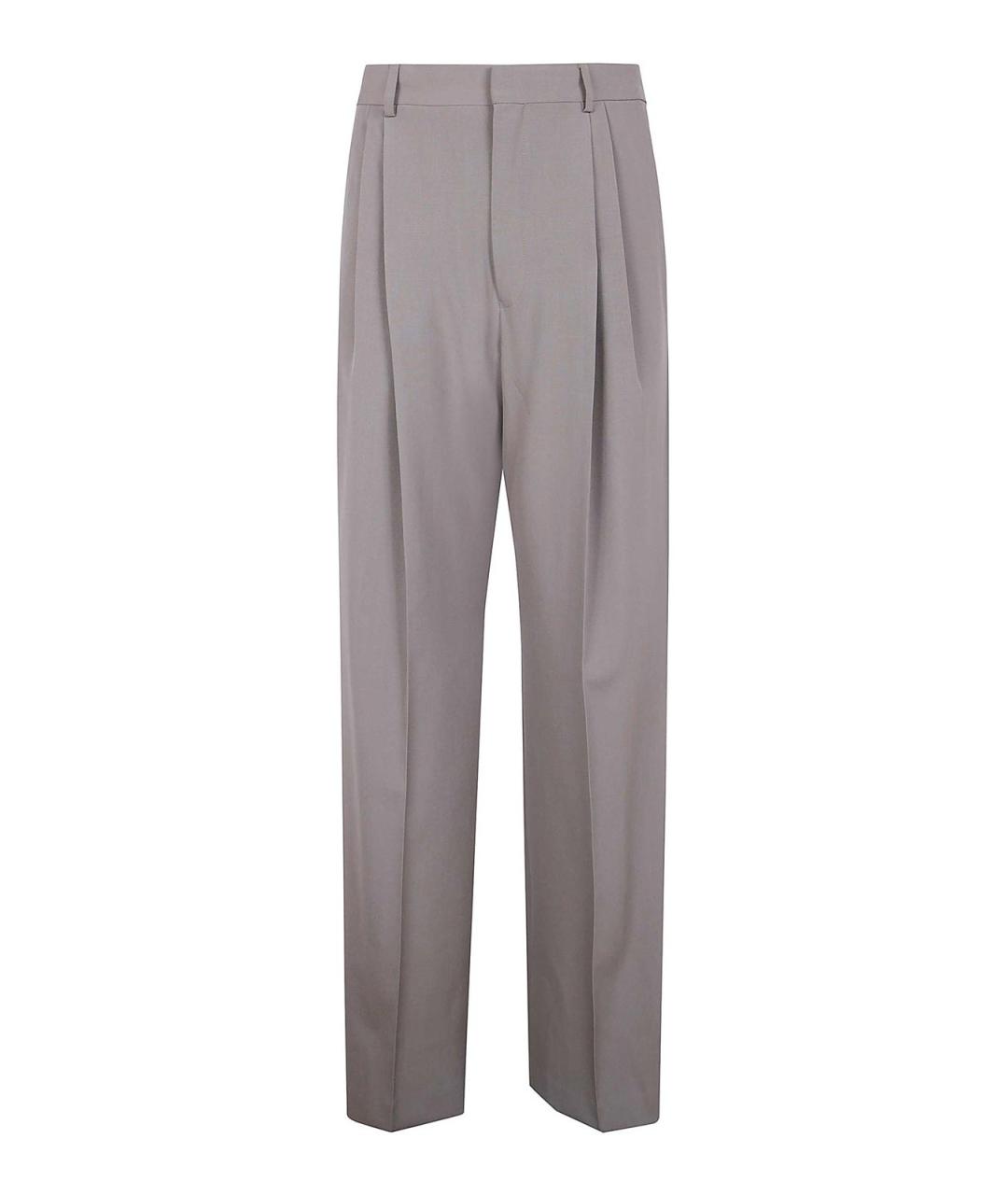 DRIES VAN NOTEN Серые шерстяные классические брюки, фото 1