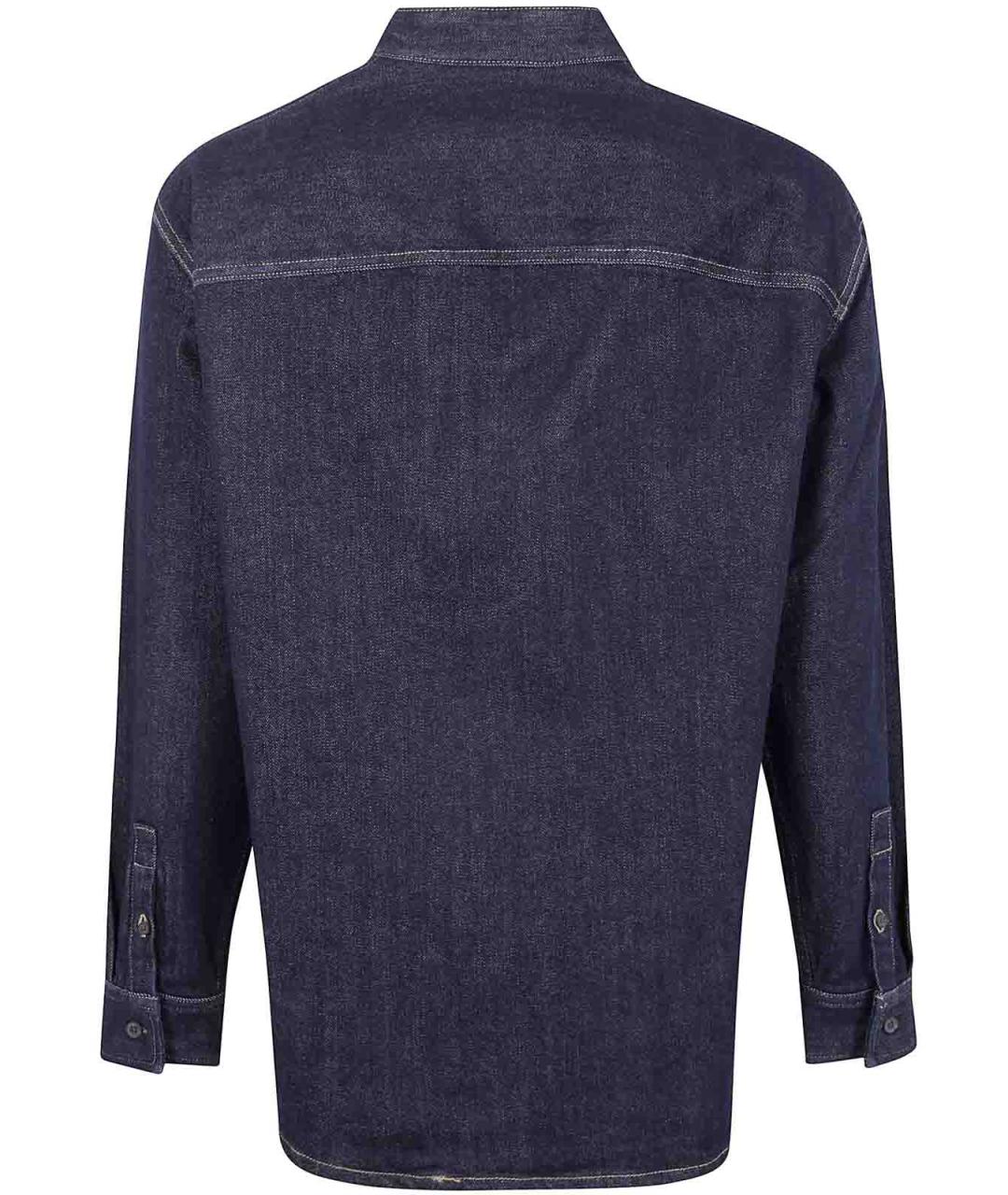 EMPORIO ARMANI Синяя хлопковая кэжуал рубашка, фото 2