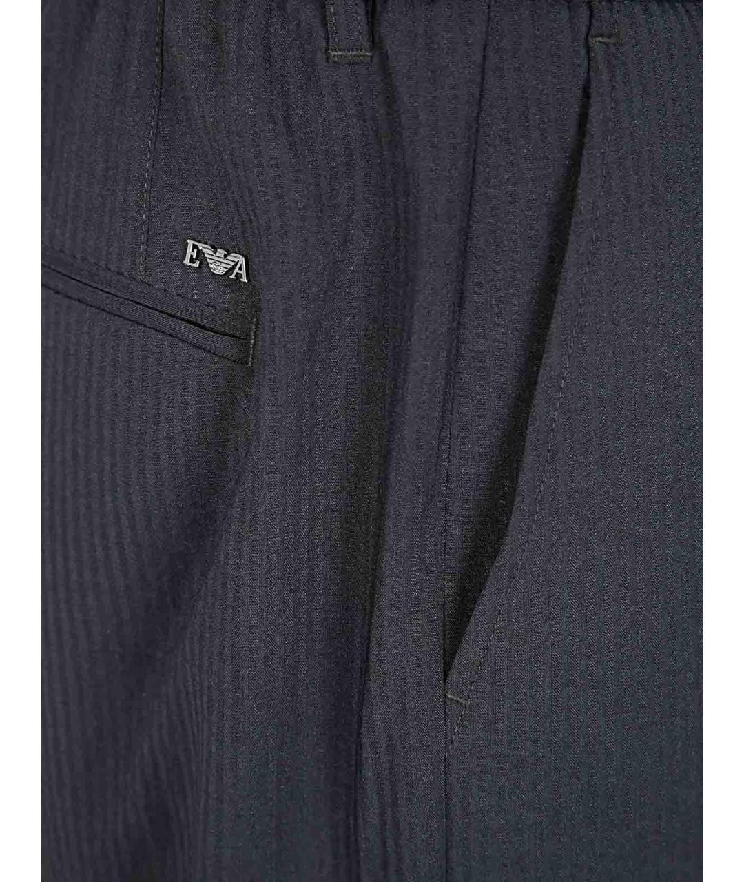 EMPORIO ARMANI Синие полиэстеровые классические брюки, фото 3