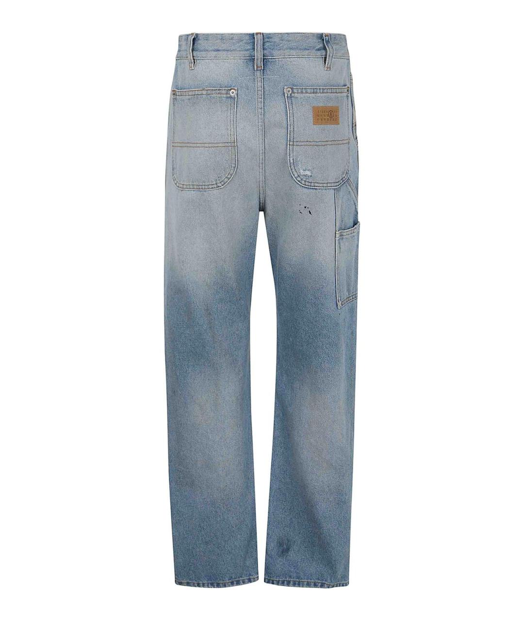 MM6 MAISON MARGIELA Синие хлопковые прямые джинсы, фото 2