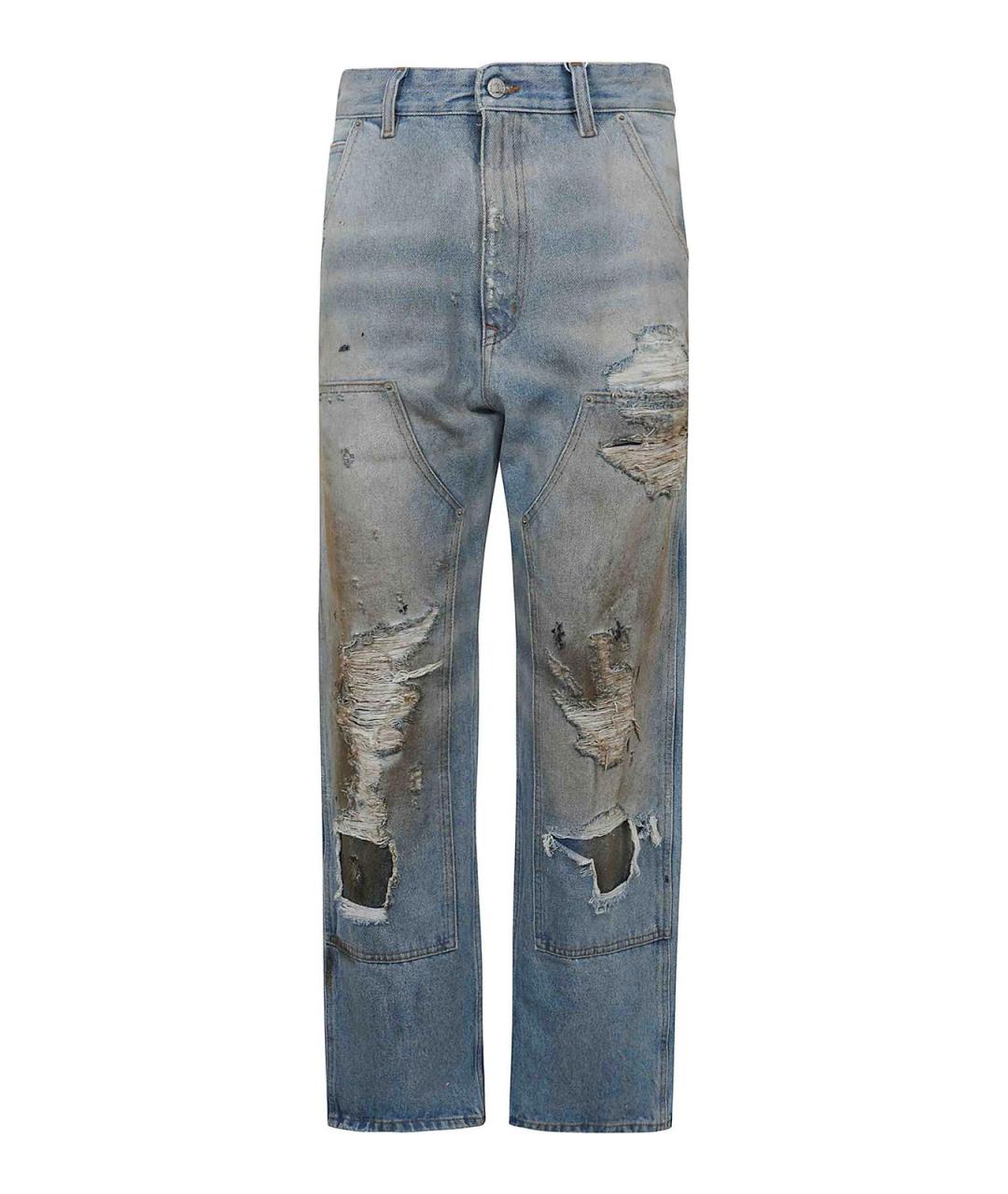 MM6 MAISON MARGIELA Синие хлопковые прямые джинсы, фото 1
