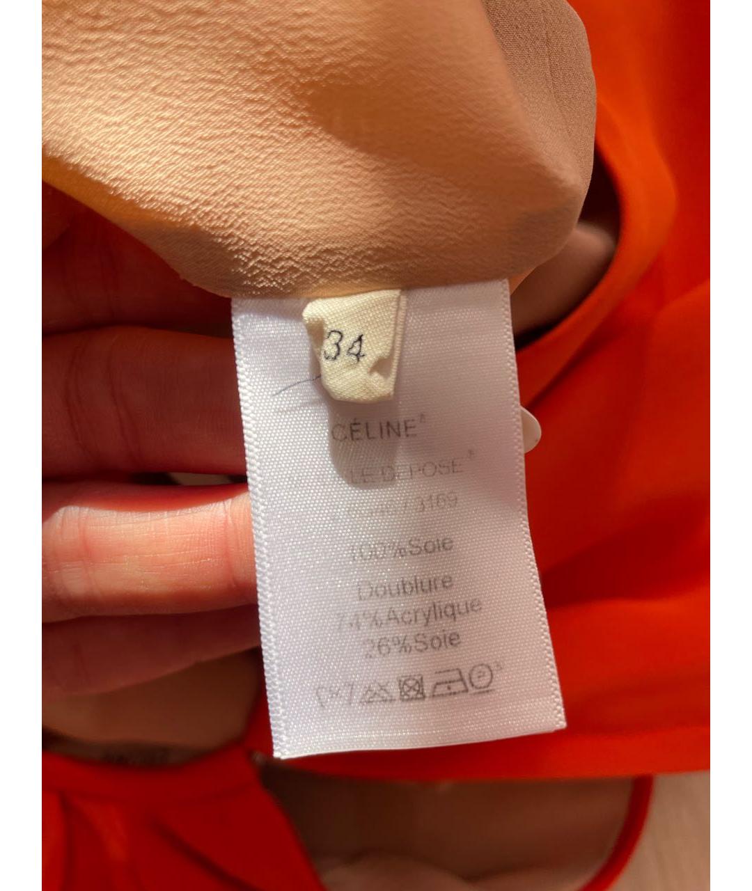 CELINE PRE-OWNED Оранжевое шелковое платье, фото 5