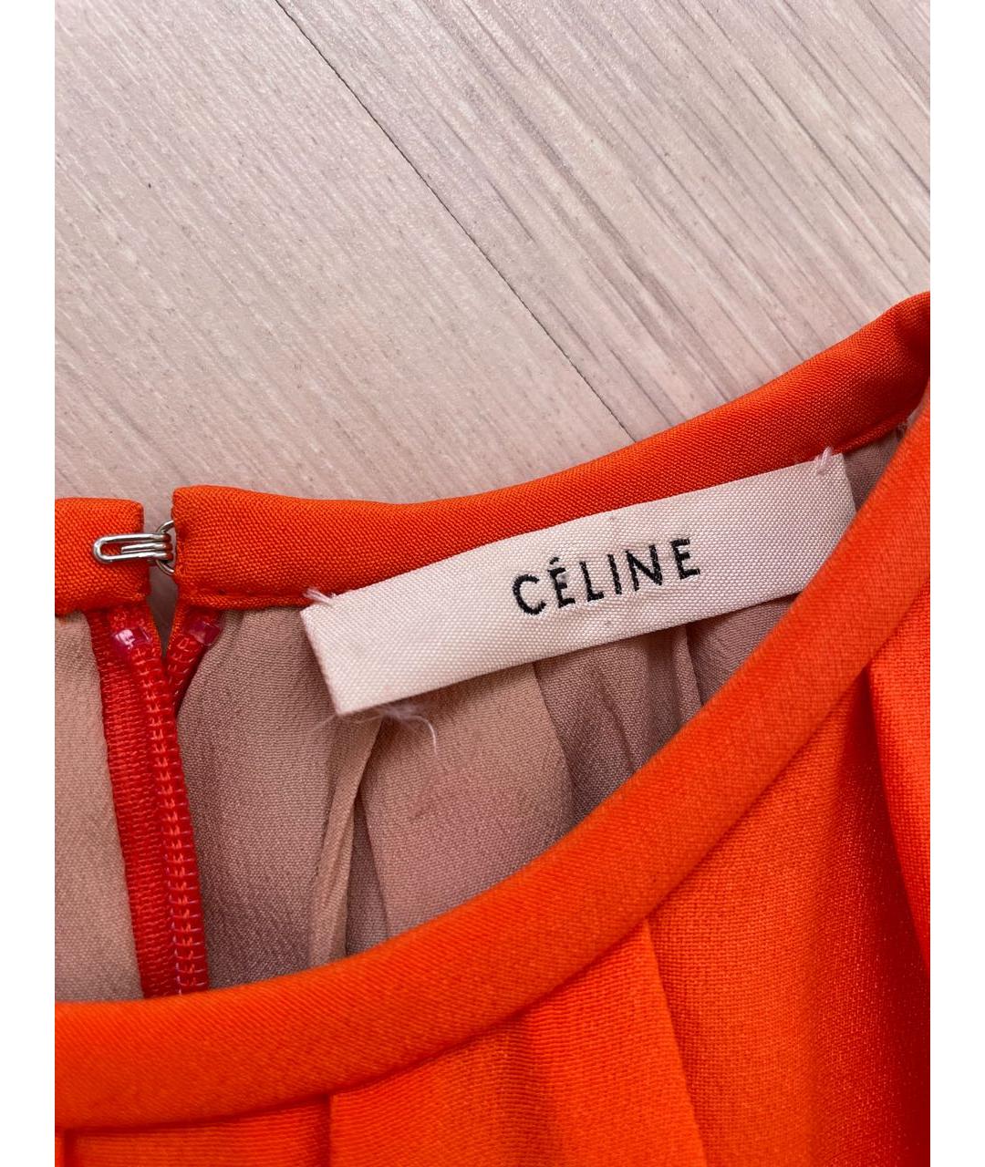 CELINE PRE-OWNED Оранжевое шелковое платье, фото 4