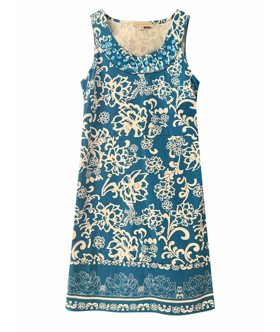 SANDRO Голубое хлопковое повседневное платье, фото 1