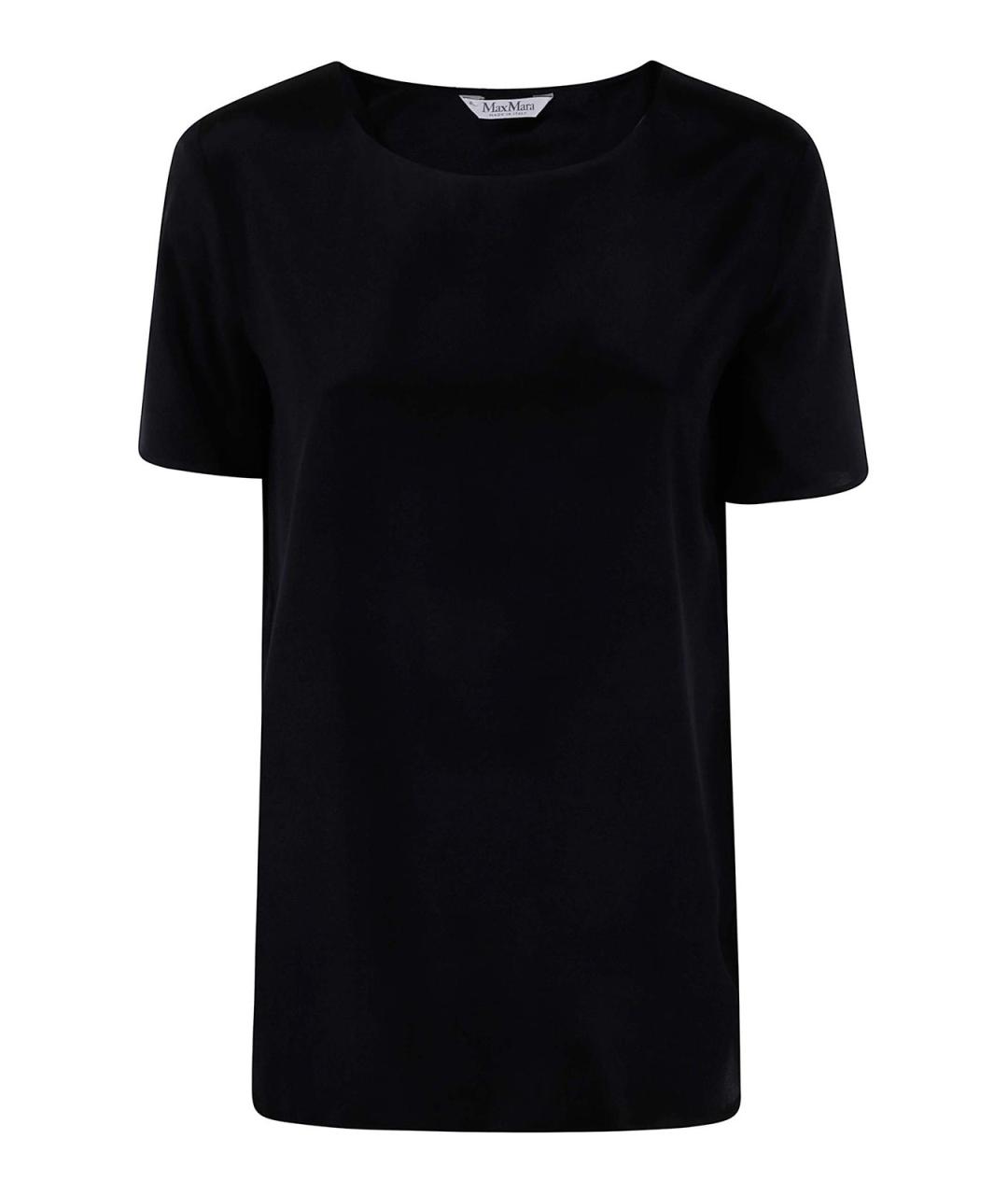 MAX MARA Черная шелковая футболка, фото 1