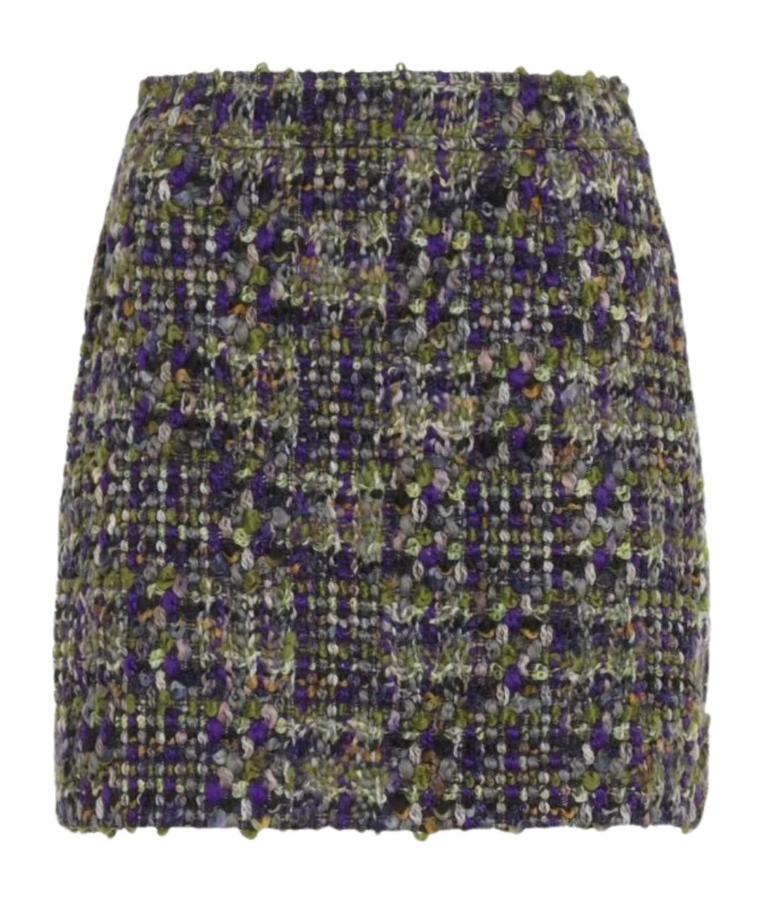SAINT LAURENT Мульти шерстяная юбка мини, фото 1