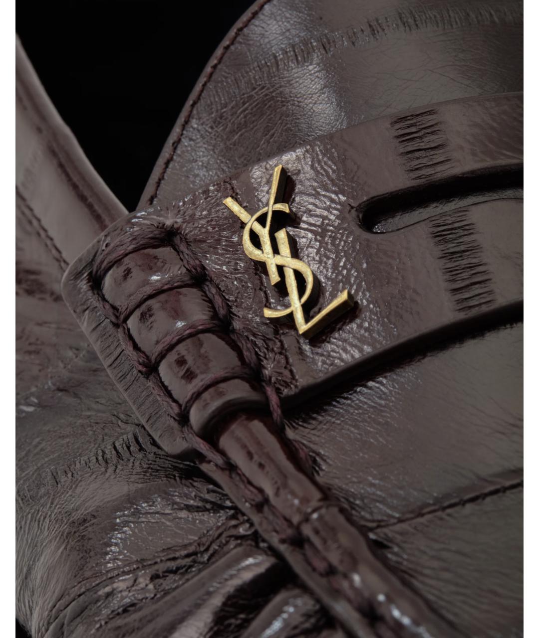 SAINT LAURENT Коричневые кожаные лоферы, фото 5