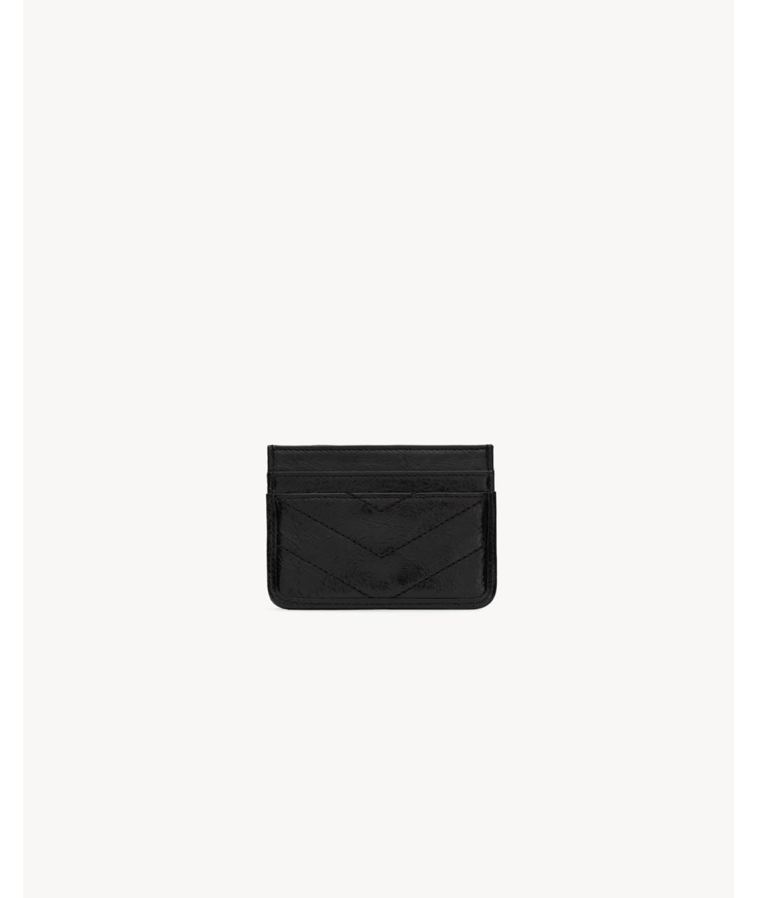 SAINT LAURENT Черный кожаный кардхолдер, фото 2