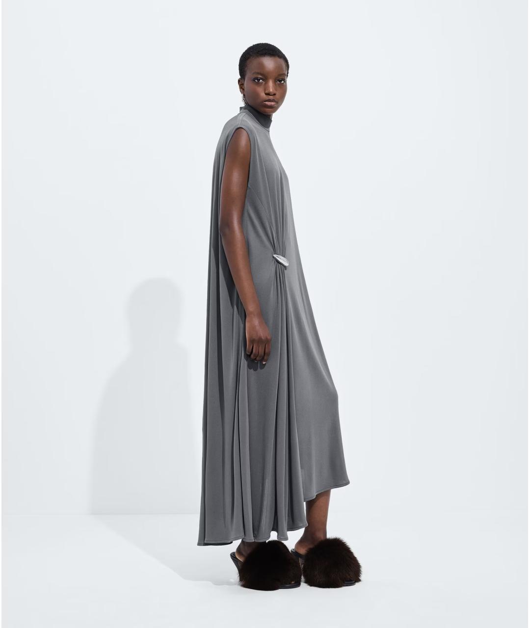 BOTTEGA VENETA Серое вискозное платье, фото 2