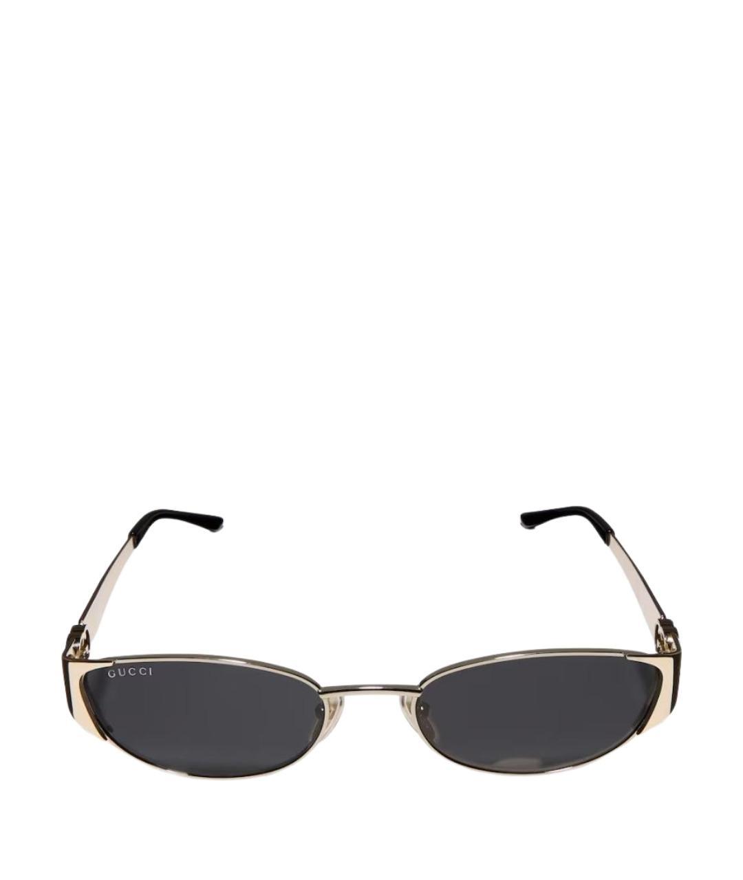 GUCCI Золотые металлические солнцезащитные очки, фото 1