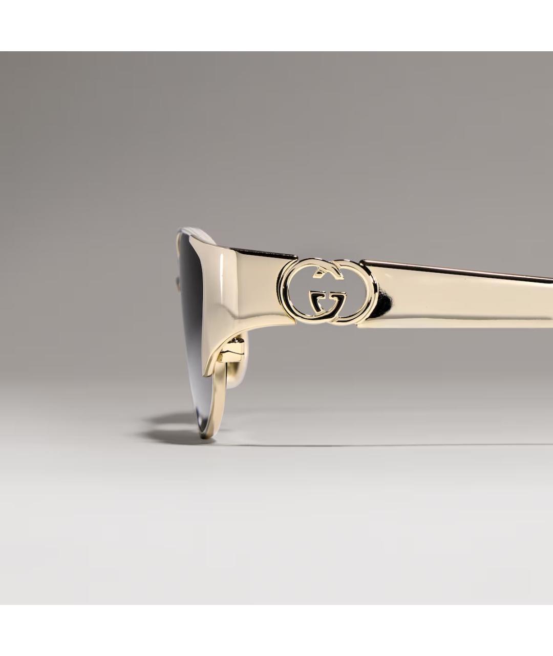 GUCCI Золотые металлические солнцезащитные очки, фото 2