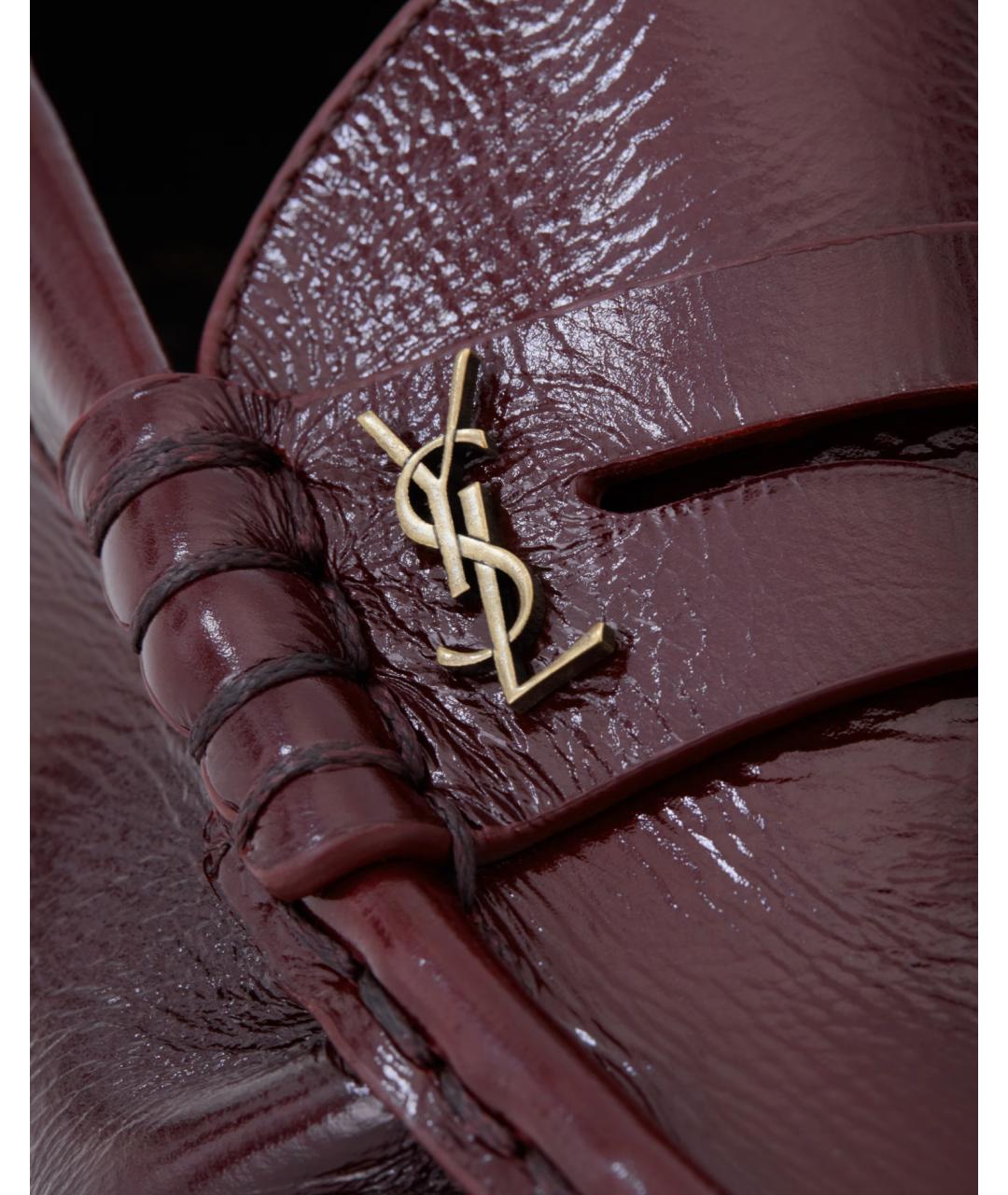 SAINT LAURENT Бордовые кожаные лоферы, фото 4