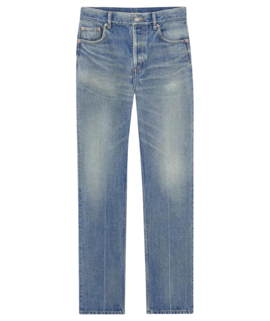 SAINT LAURENT Голубые хлопковые прямые джинсы, фото 1