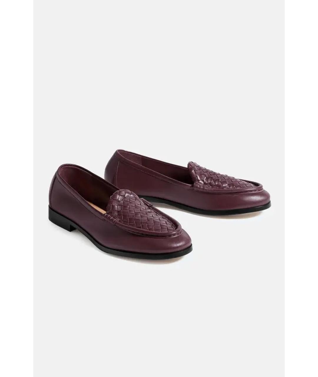 BOTTEGA VENETA Бордовые кожаные лоферы, фото 3