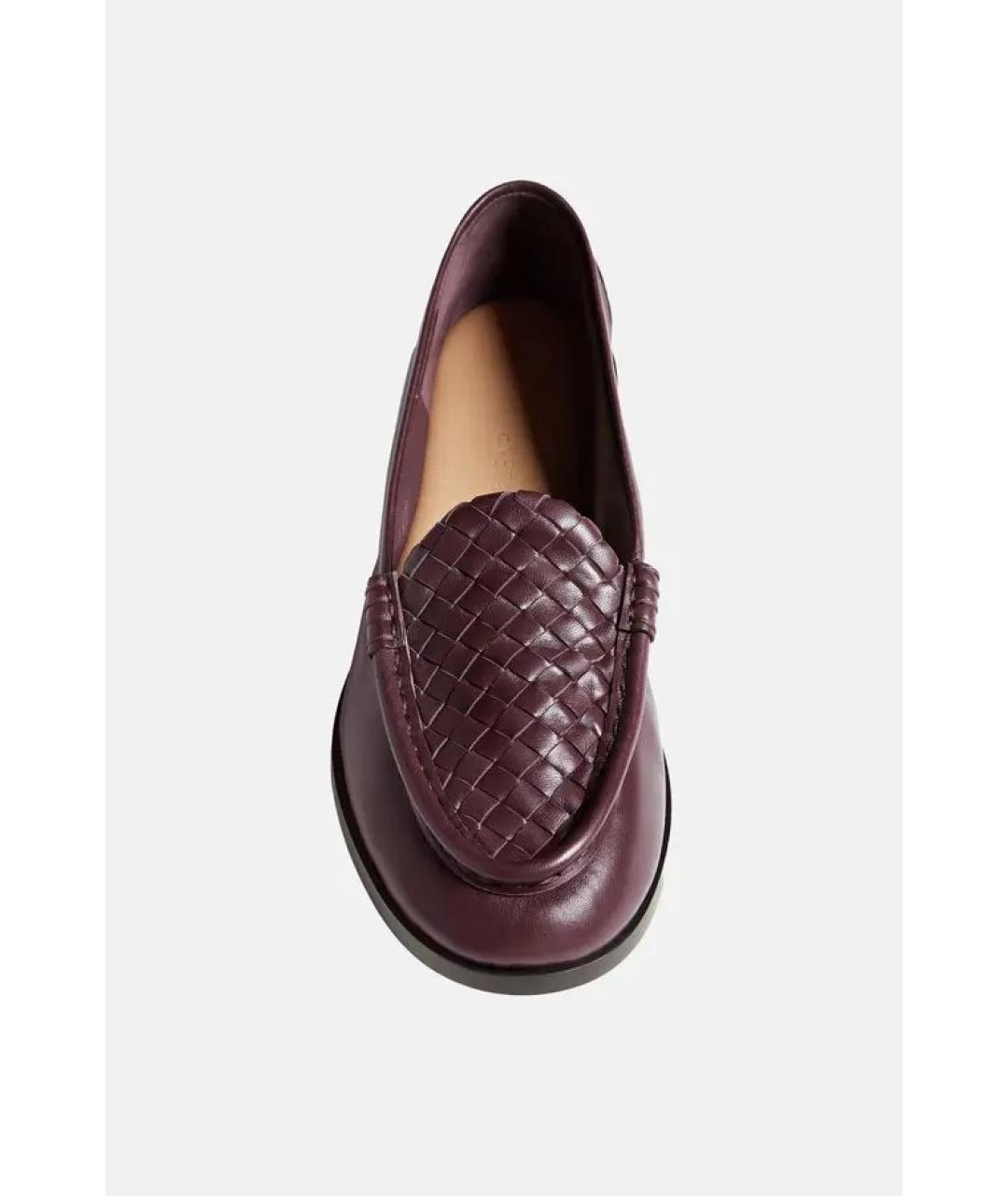 BOTTEGA VENETA Бордовые кожаные лоферы, фото 2