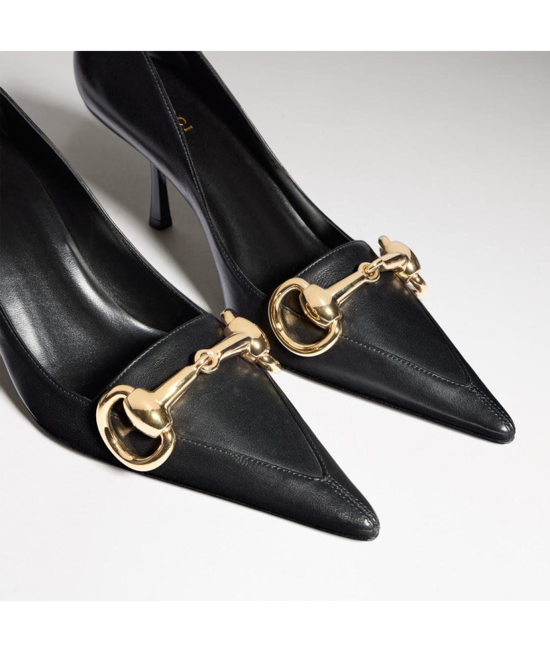 GUCCI Черные кожаные туфли, фото 2