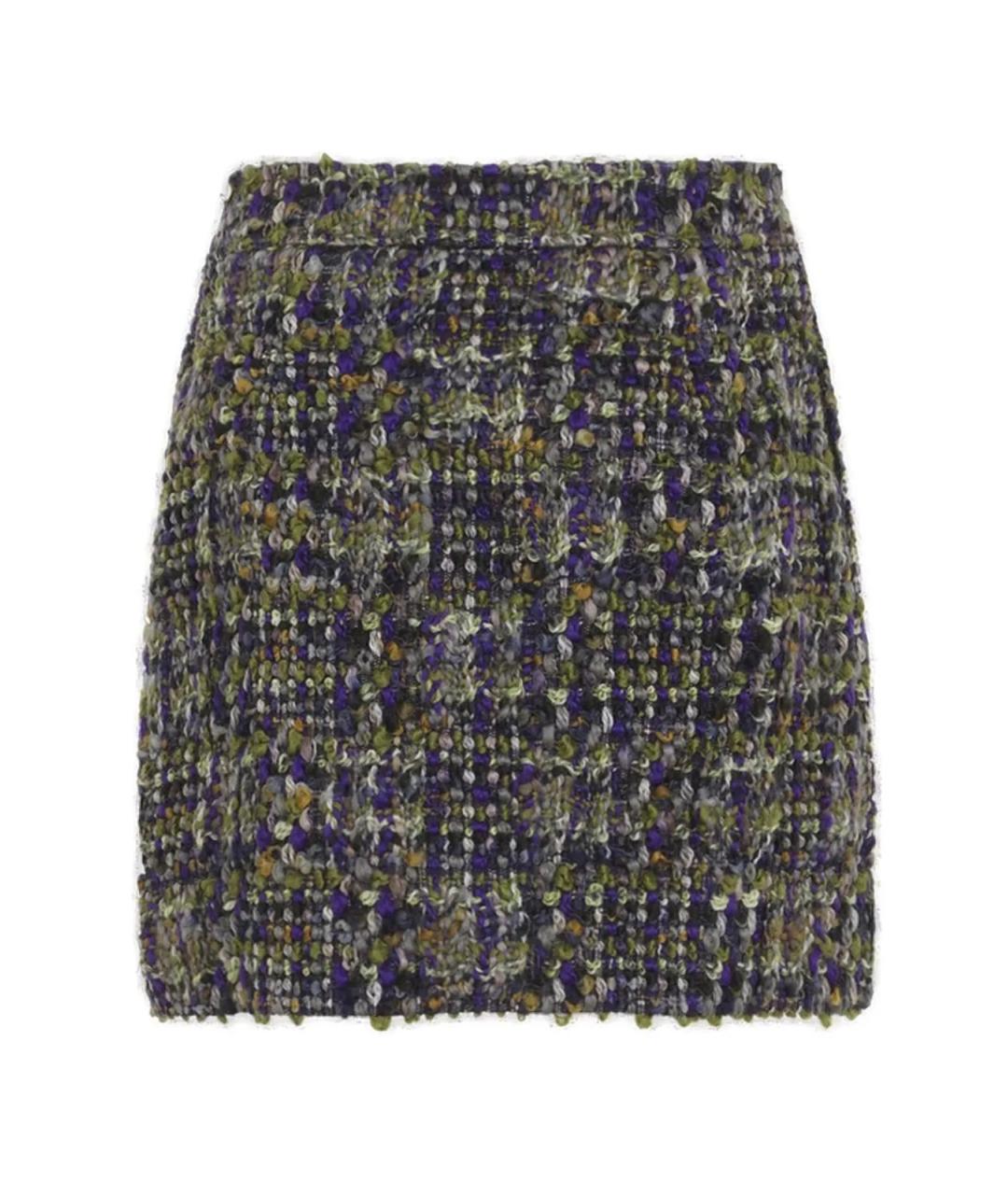 SAINT LAURENT Мульти шерстяная юбка мини, фото 2