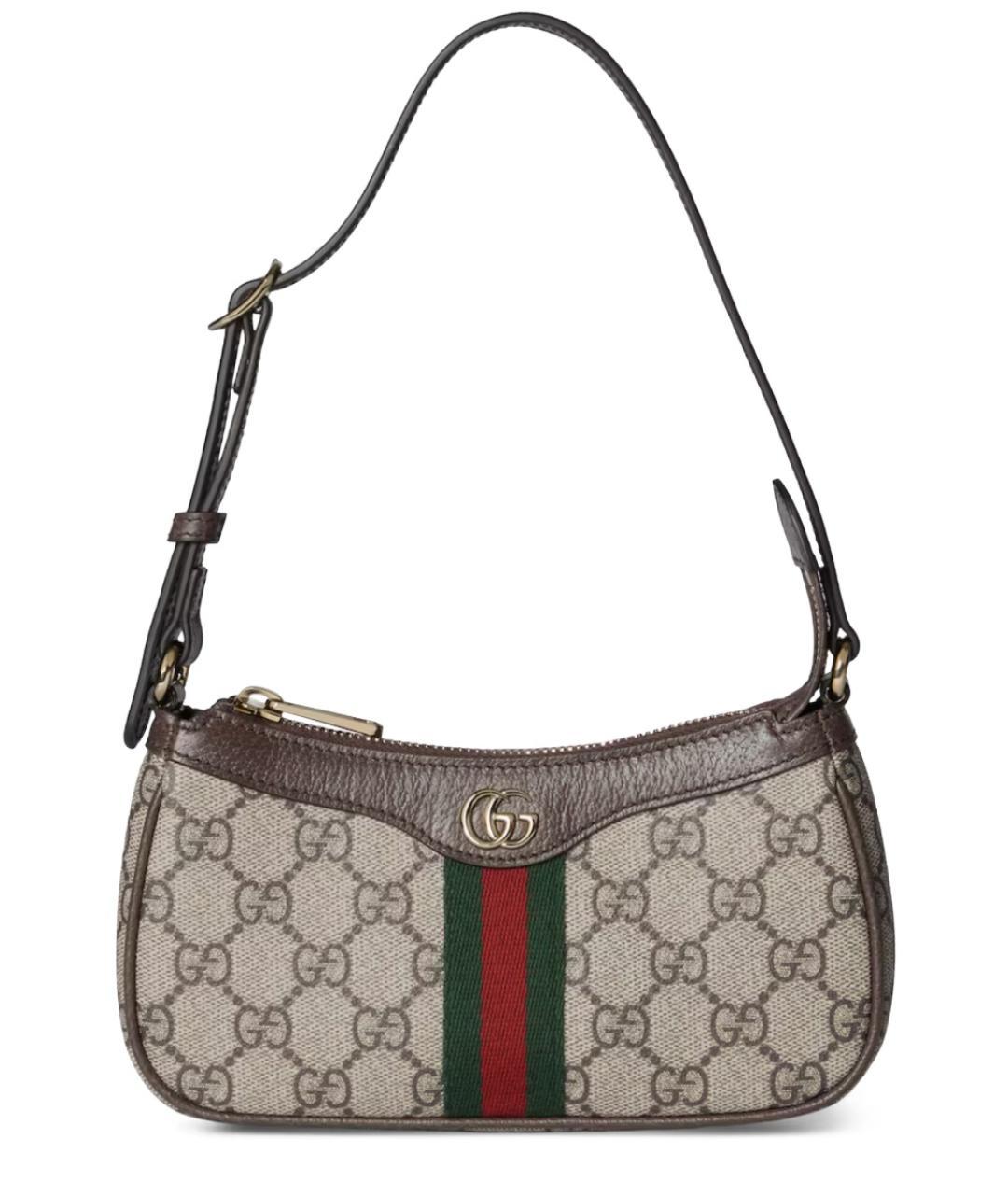 GUCCI Бежевая сумка через плечо из канвы, фото 1
