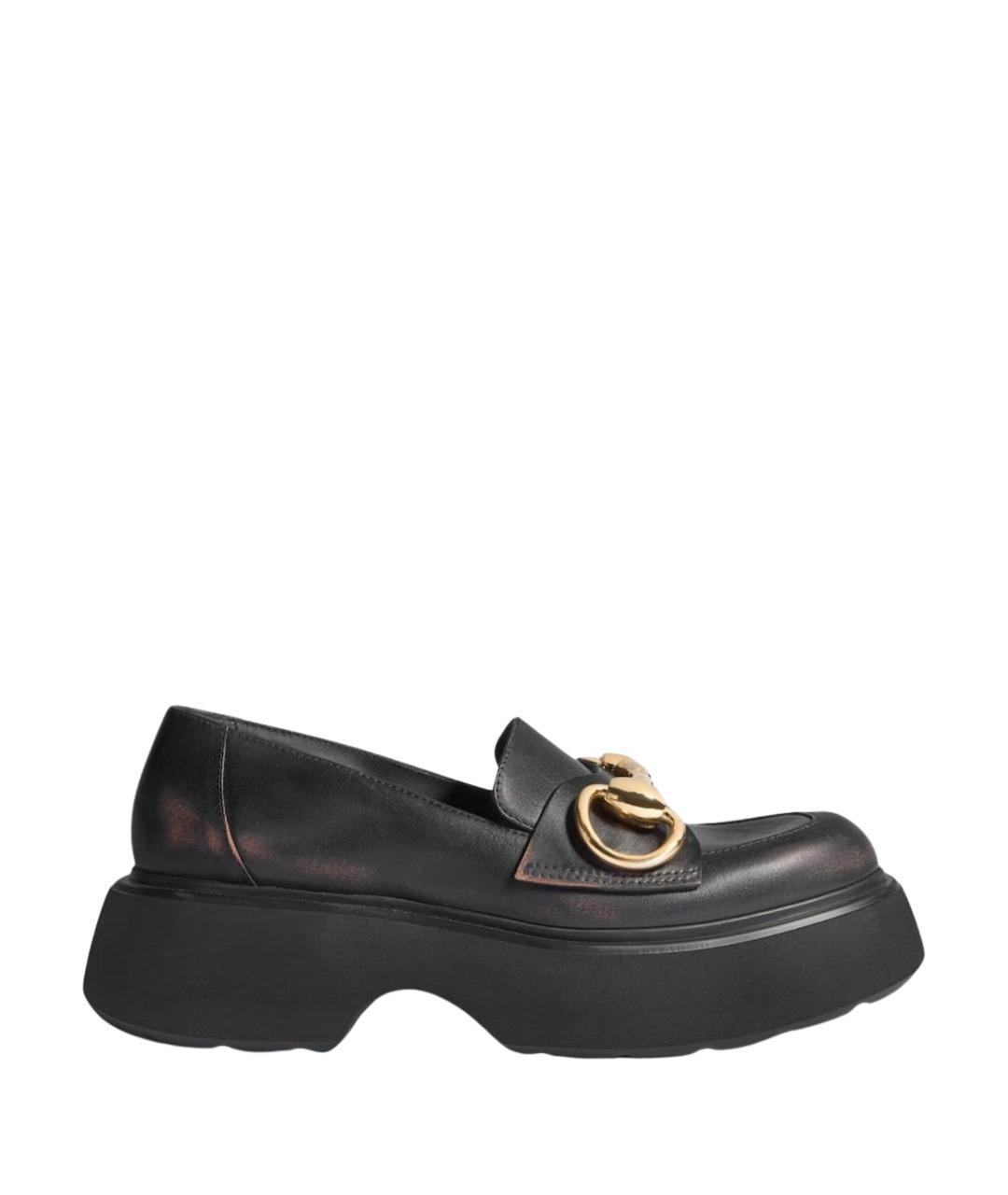 GUCCI Черные кожаные лоферы, фото 1