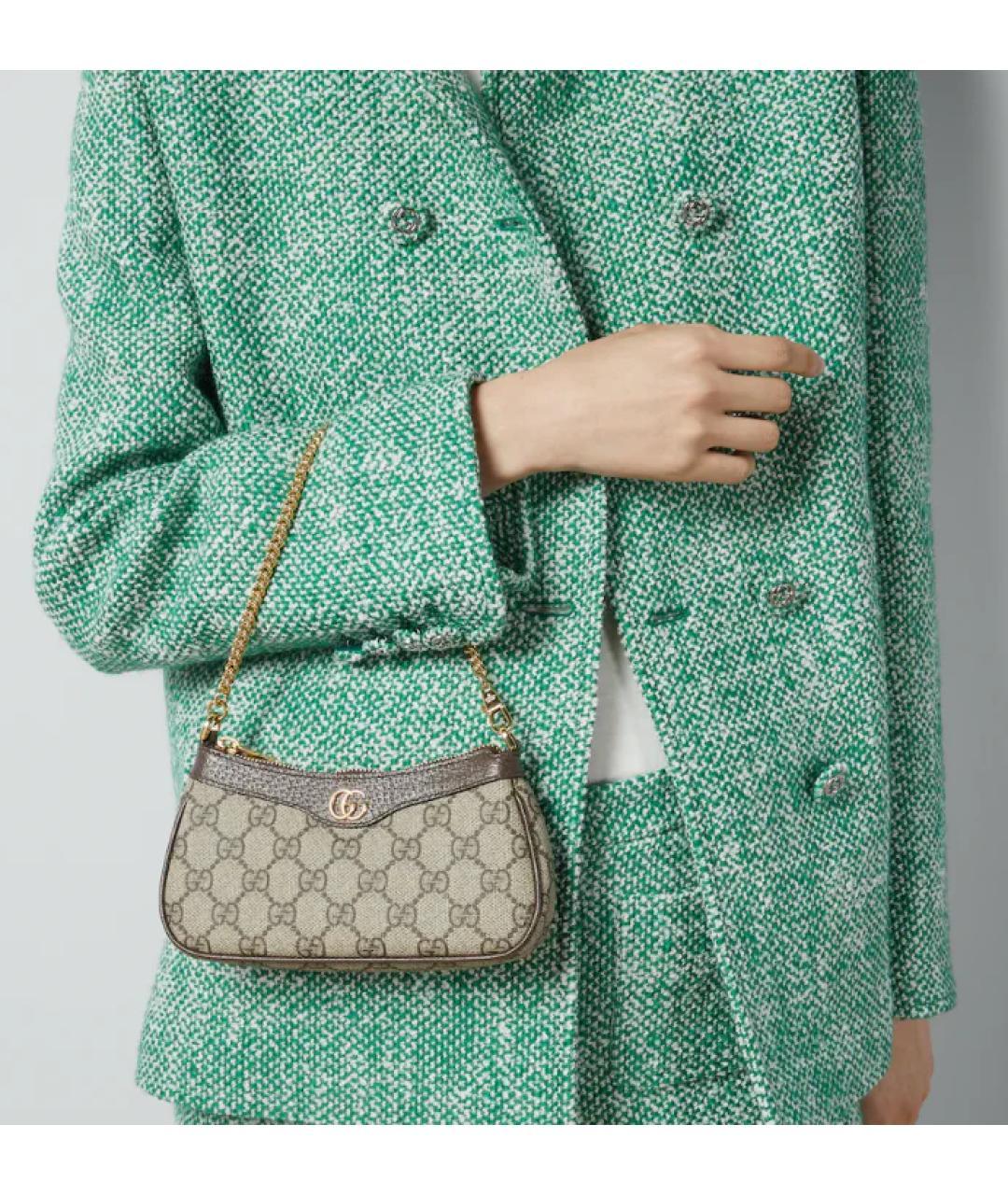 GUCCI Бежевая сумка через плечо из канвы, фото 3