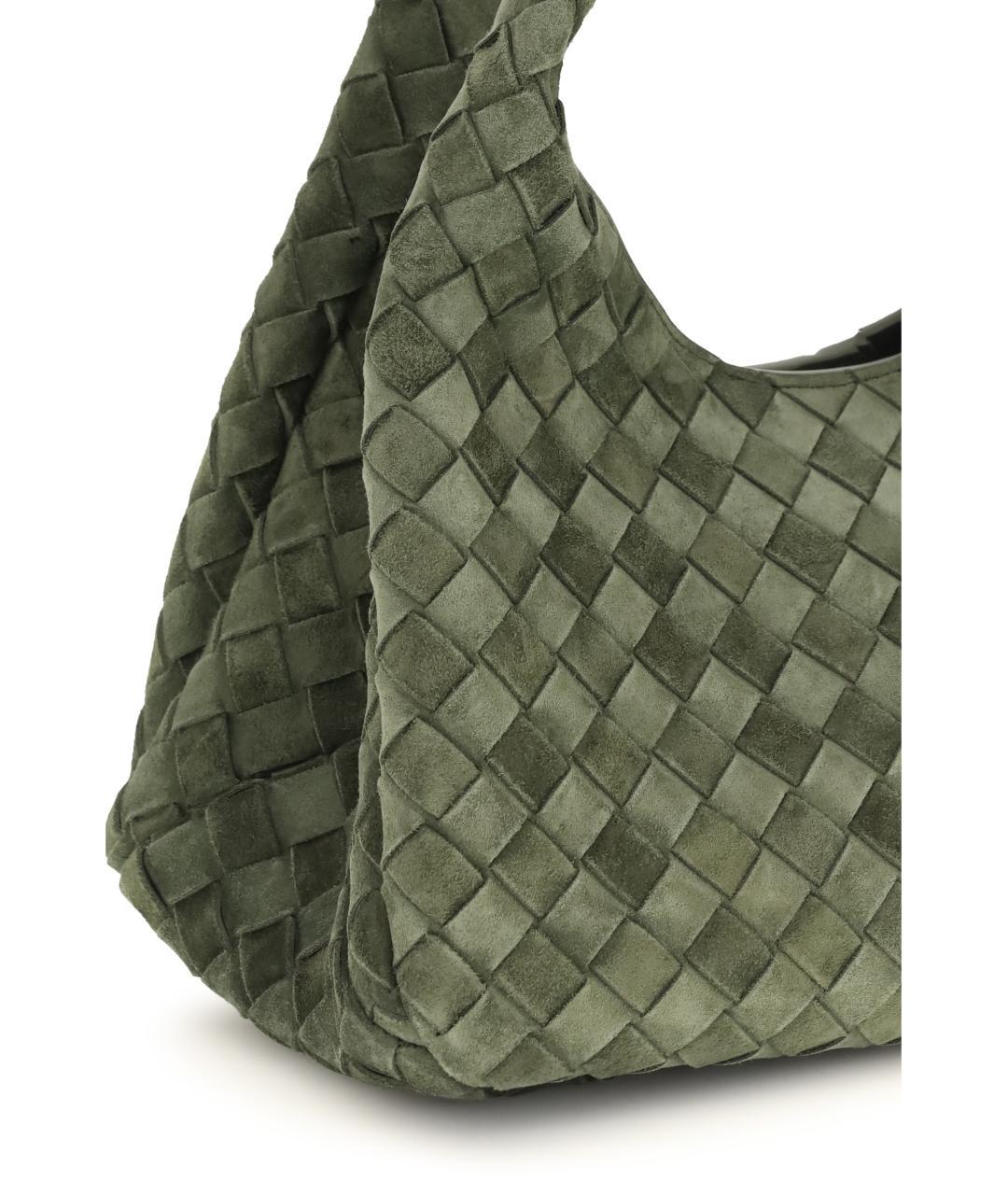 BOTTEGA VENETA Зеленая замшевая сумка через плечо, фото 4