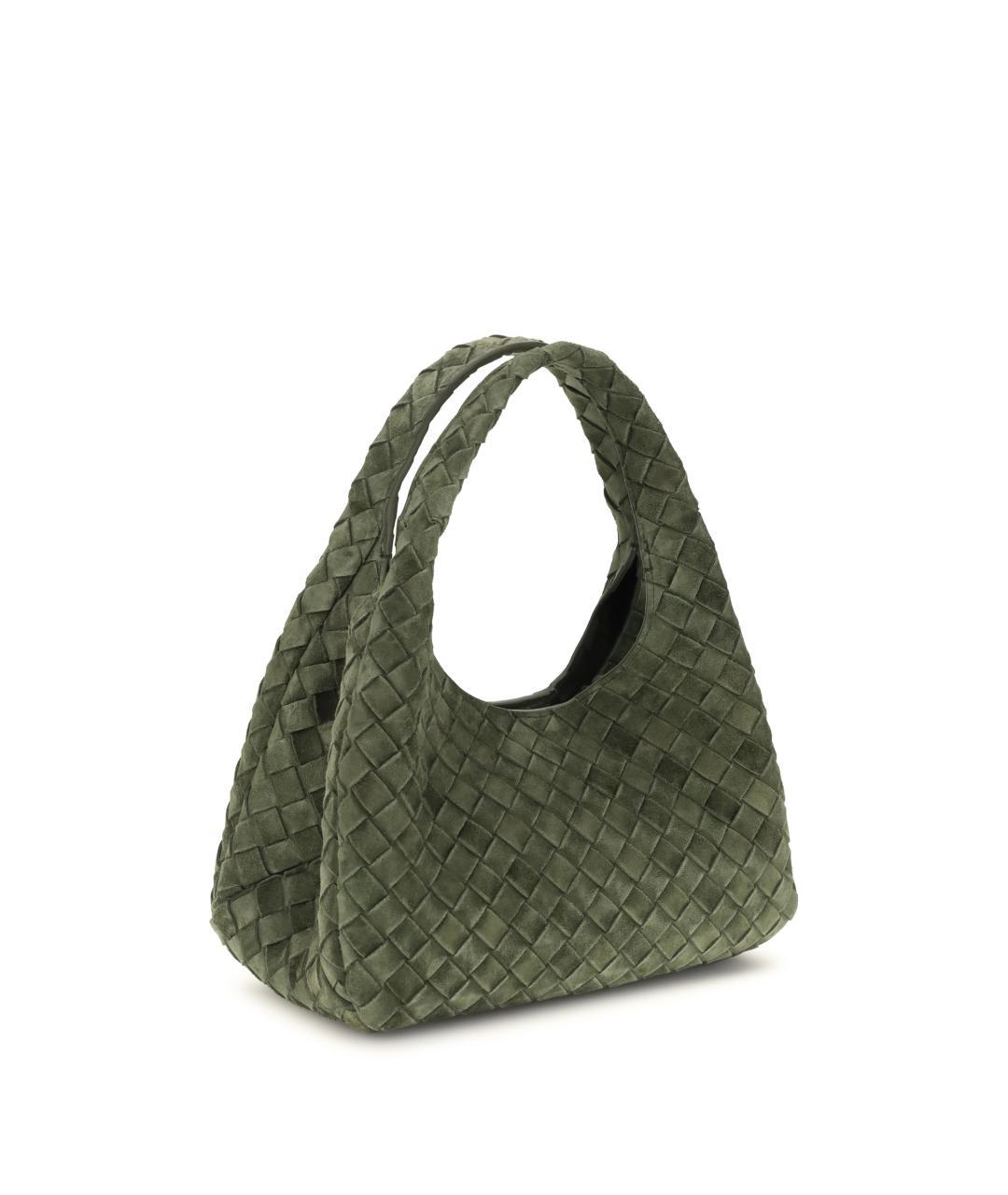 BOTTEGA VENETA Зеленая замшевая сумка через плечо, фото 3