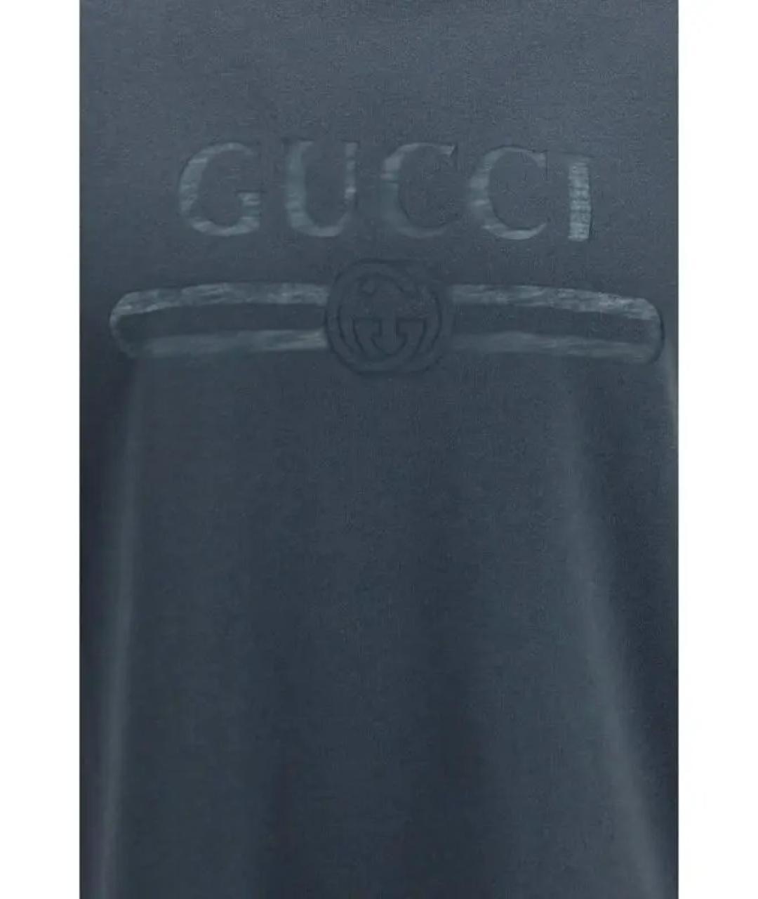 GUCCI Серая хлопко-полиэстеровая футболка, фото 2