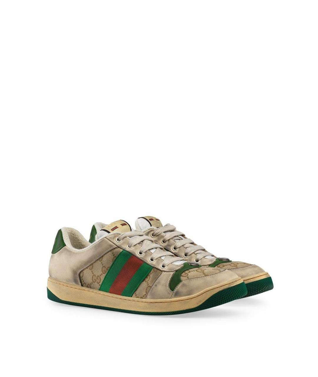GUCCI Бежевые текстильные низкие кроссовки / кеды, фото 3