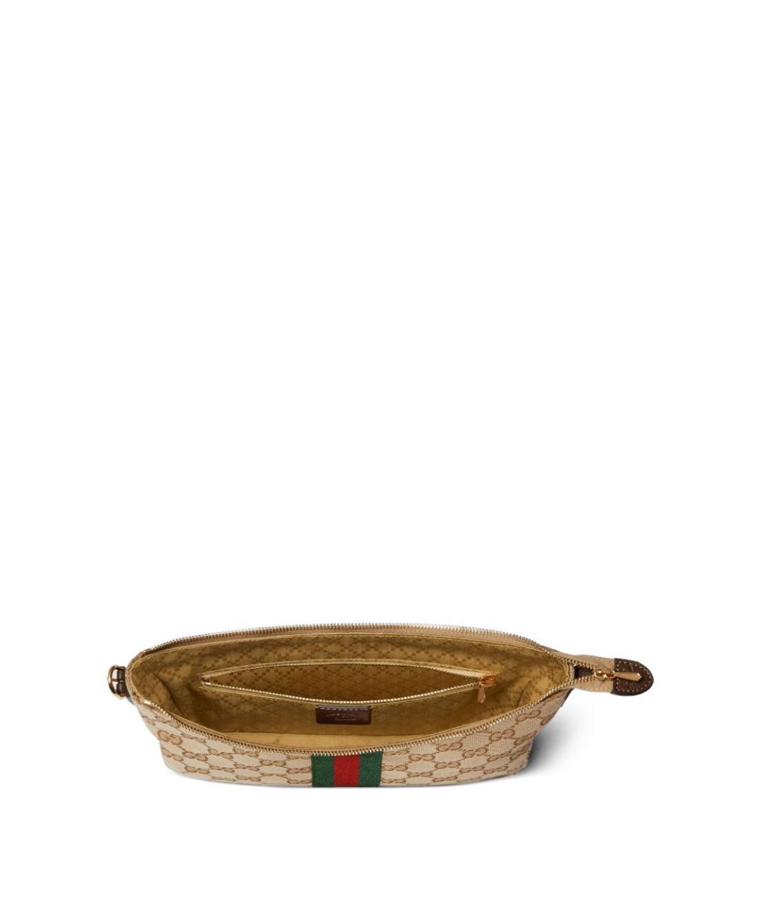 GUCCI Бежевая сумка на плечо из канвы, фото 4
