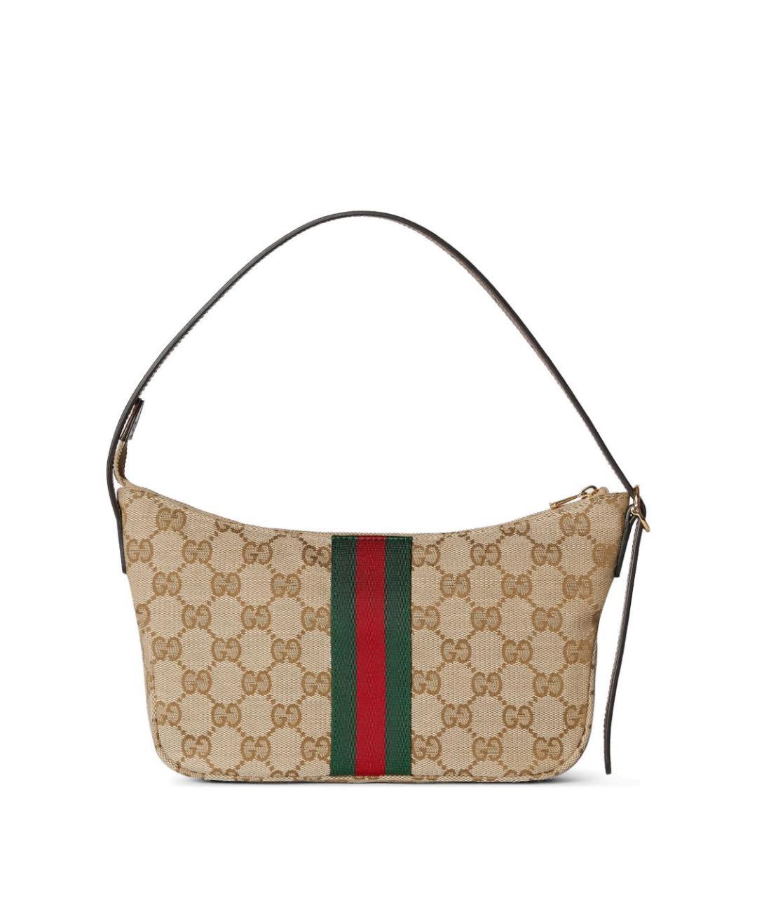GUCCI Бежевая сумка на плечо из канвы, фото 2