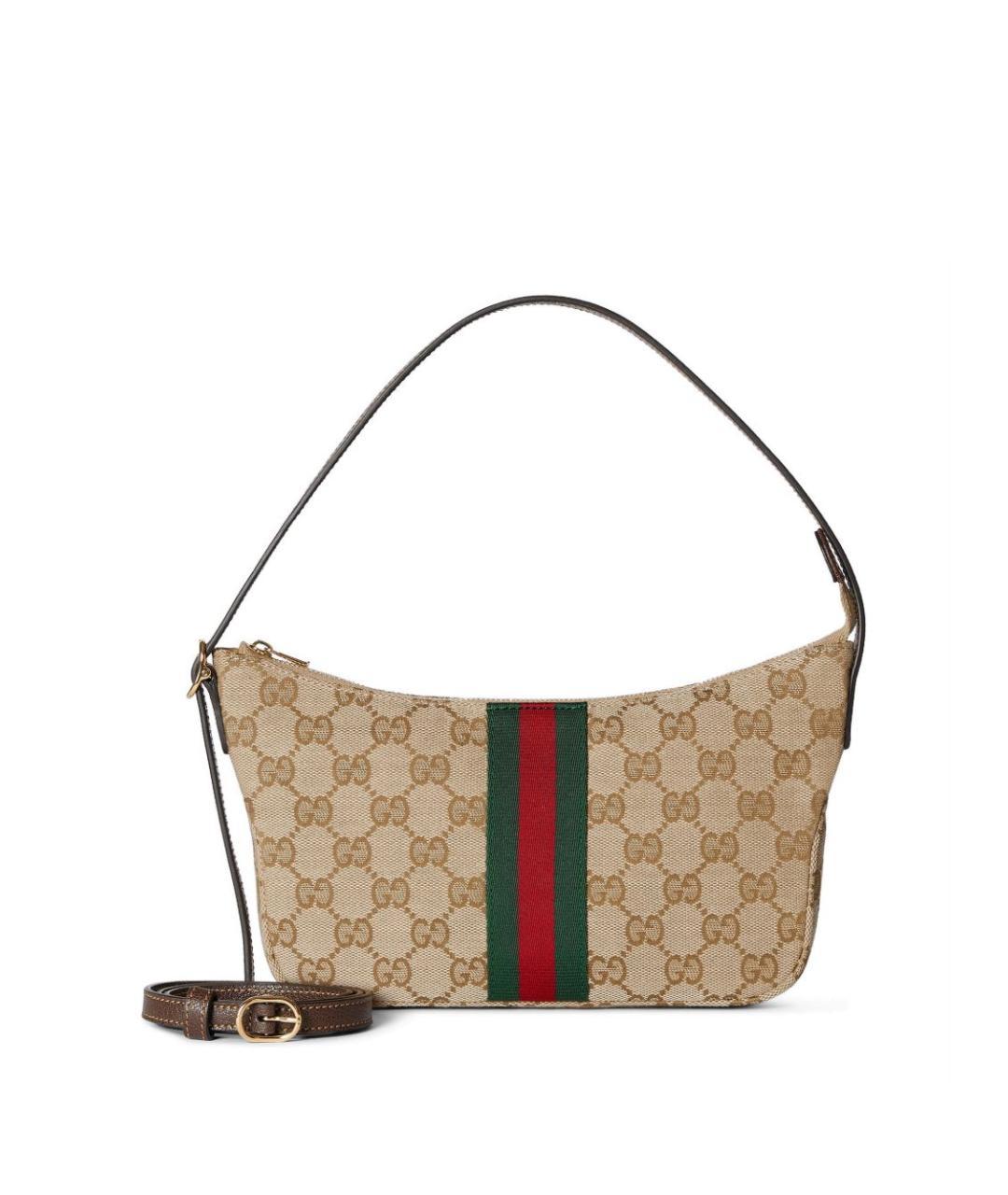 GUCCI Бежевая сумка на плечо из канвы, фото 5