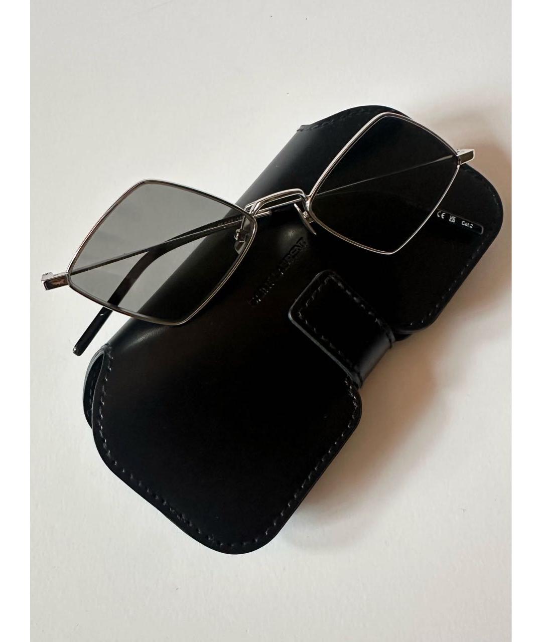 SAINT LAURENT Серые металлические солнцезащитные очки, фото 6