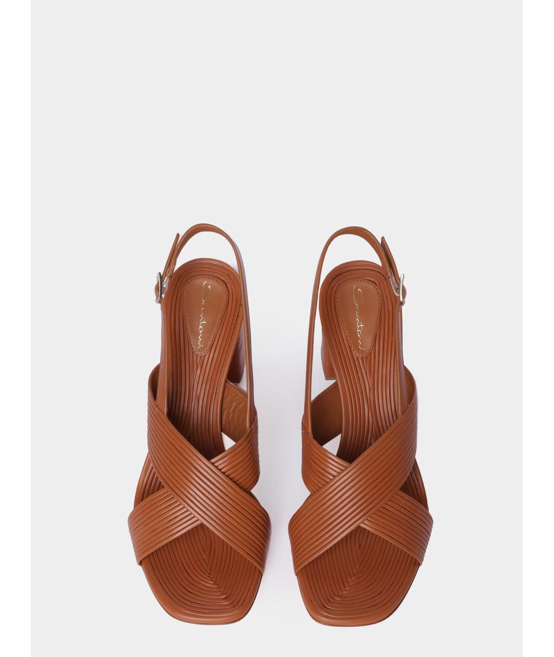SANTONI Коричневые босоножки, фото 5