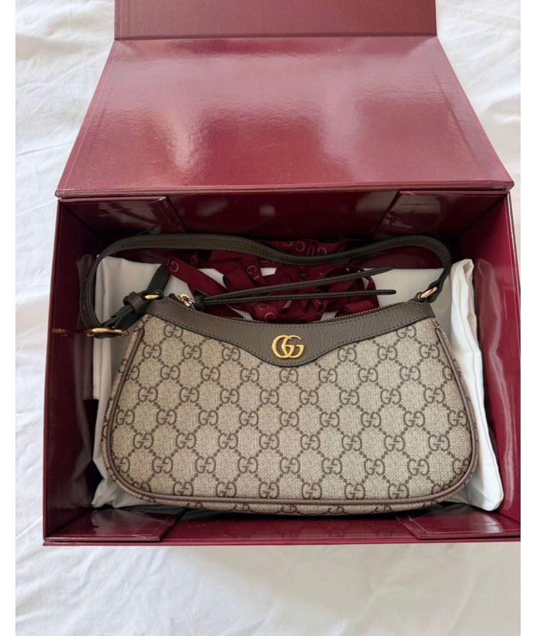 GUCCI Бежевая сумка через плечо из канвы, фото 2