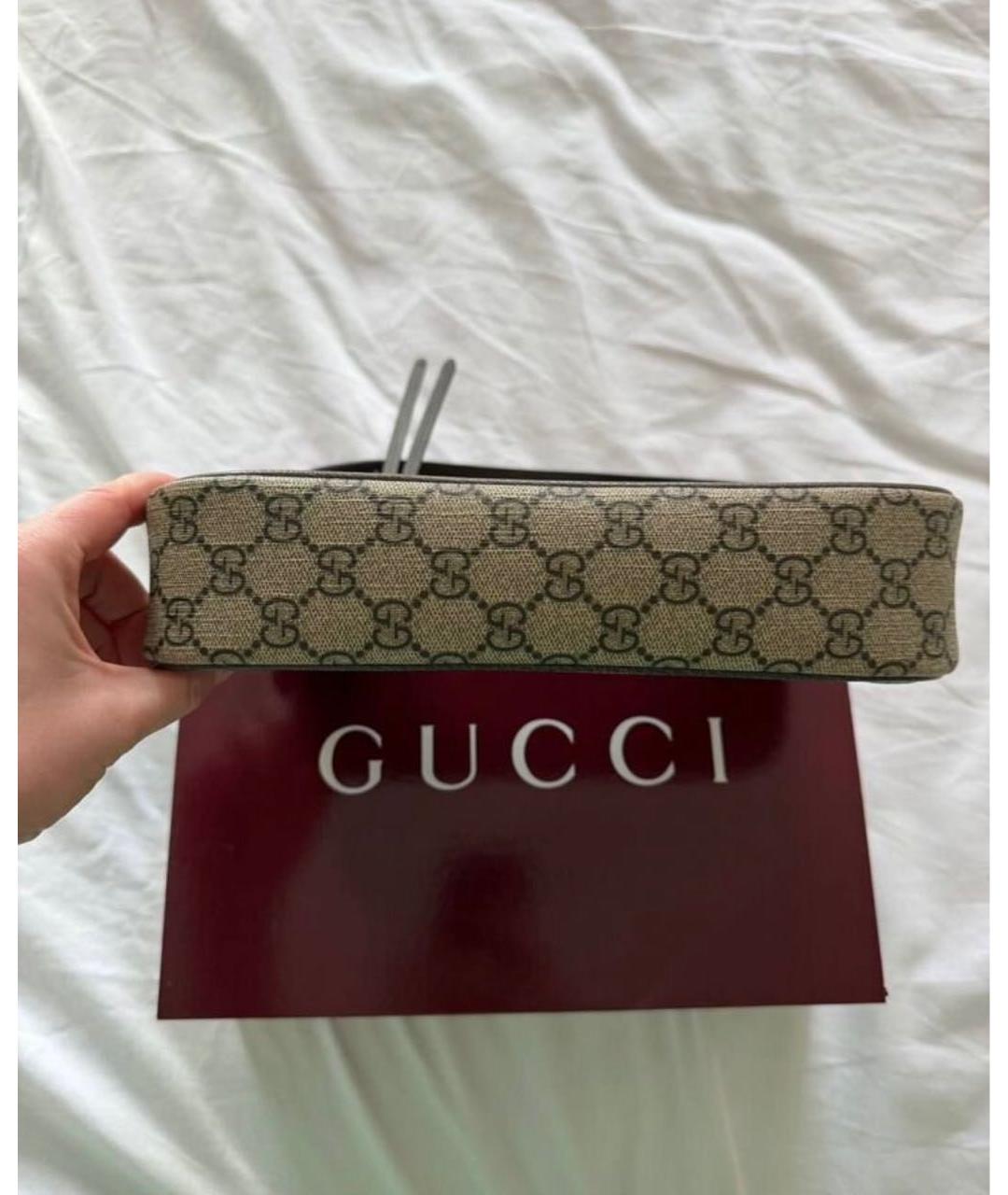 GUCCI Бежевая сумка через плечо из канвы, фото 4