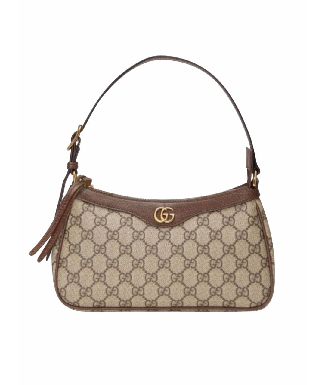 GUCCI Бежевая сумка через плечо из канвы, фото 1