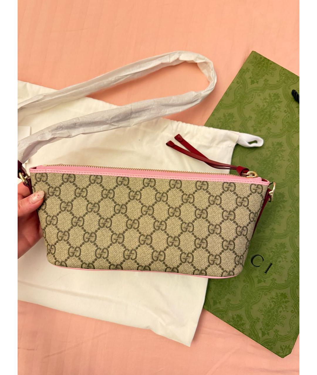 GUCCI Розовая сумка с короткими ручками из канвы, фото 7
