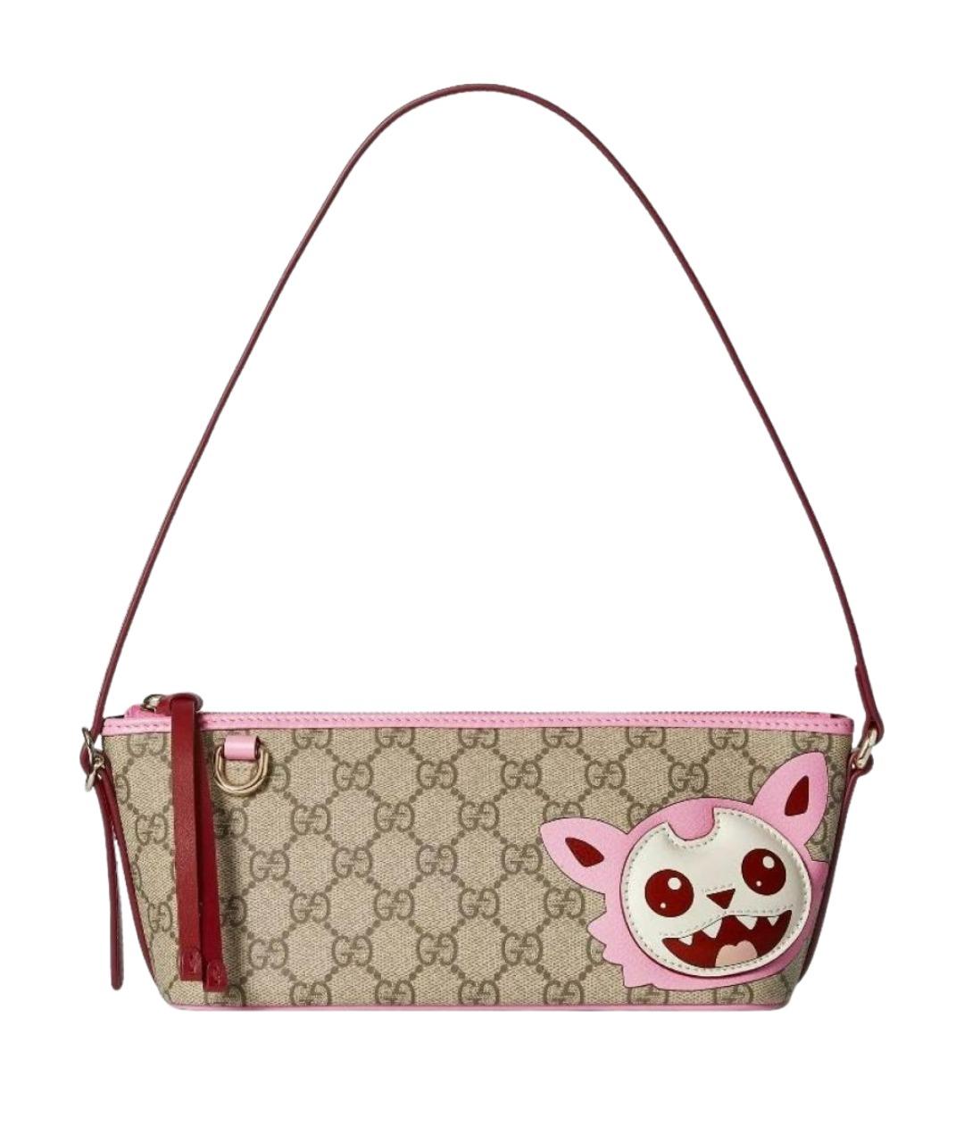 GUCCI Розовая сумка с короткими ручками из канвы, фото 1