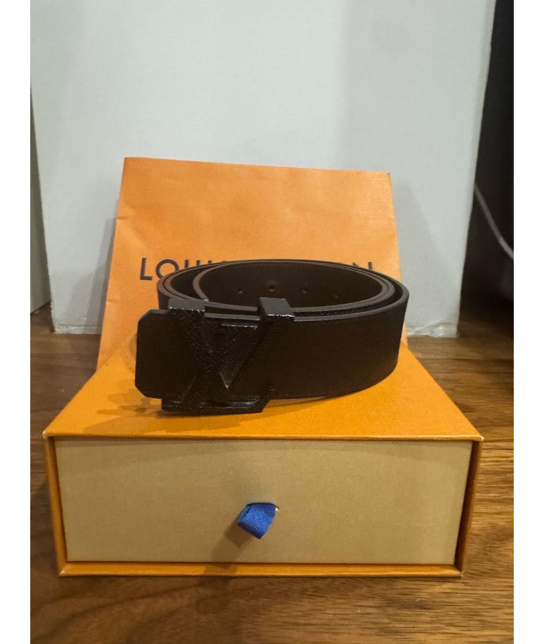 LOUIS VUITTON Черный кожаный ремень, фото 5