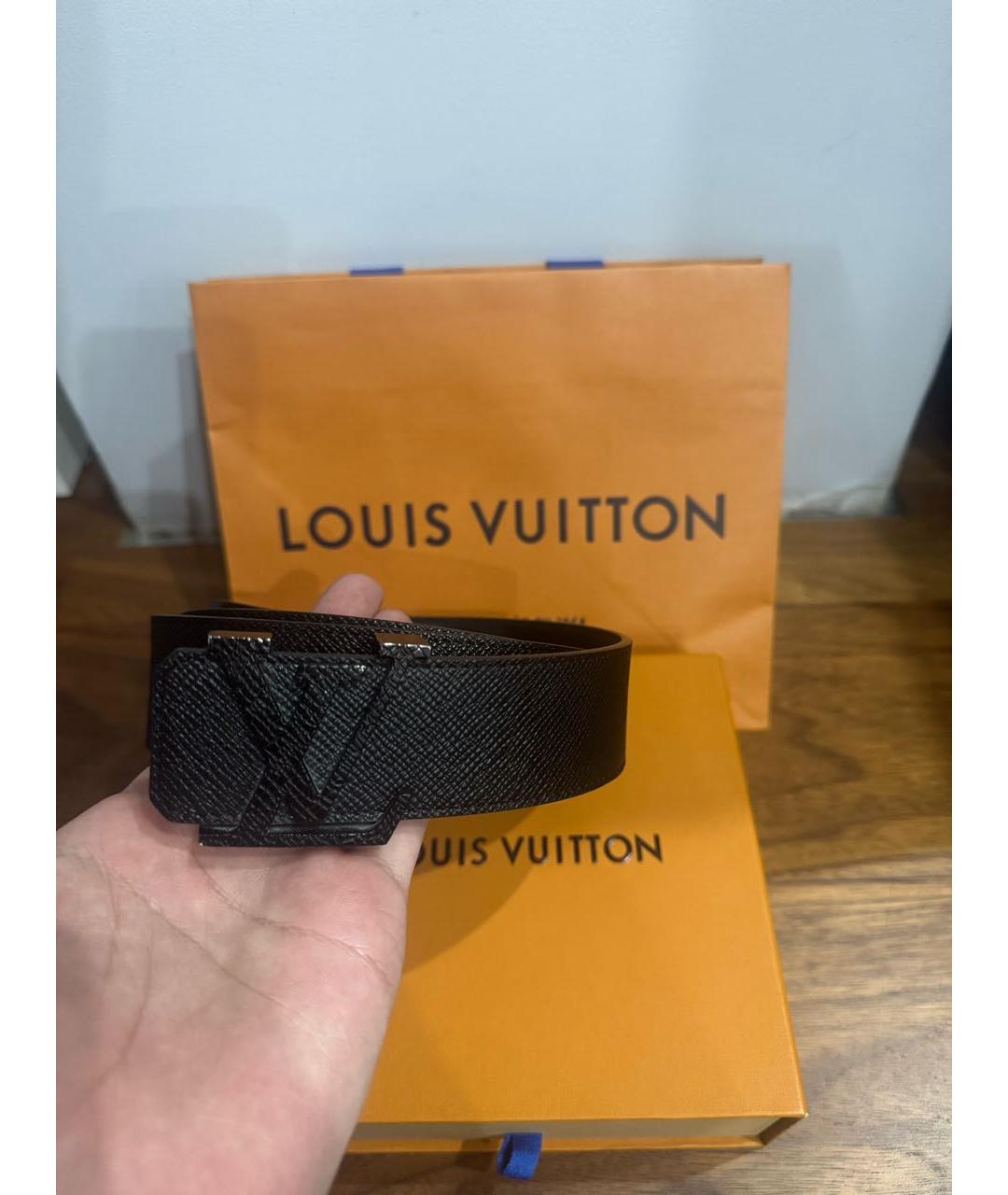 LOUIS VUITTON Черный кожаный ремень, фото 2
