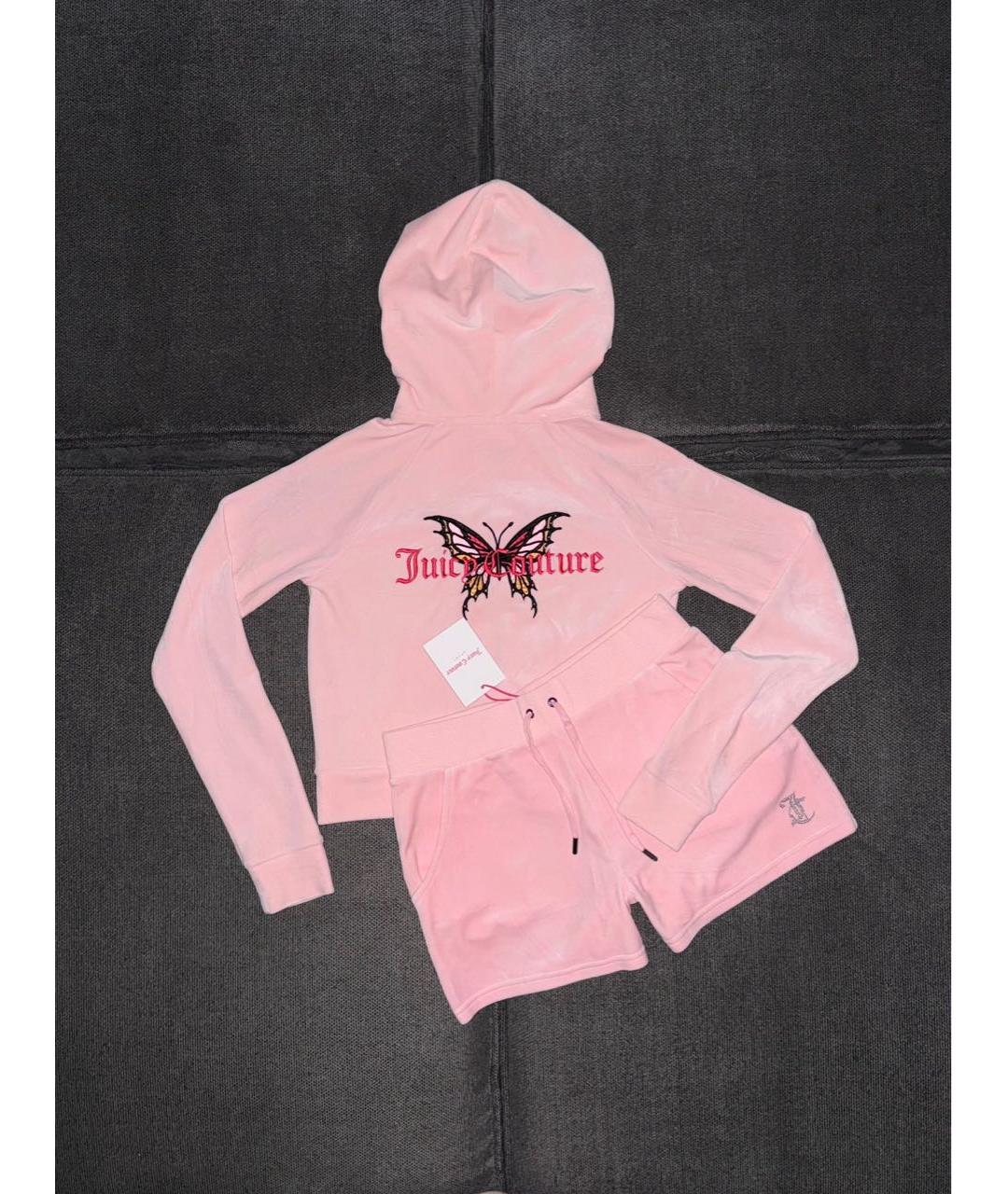 JUICY COUTURE Розовый велюровый костюм с брюками, фото 4