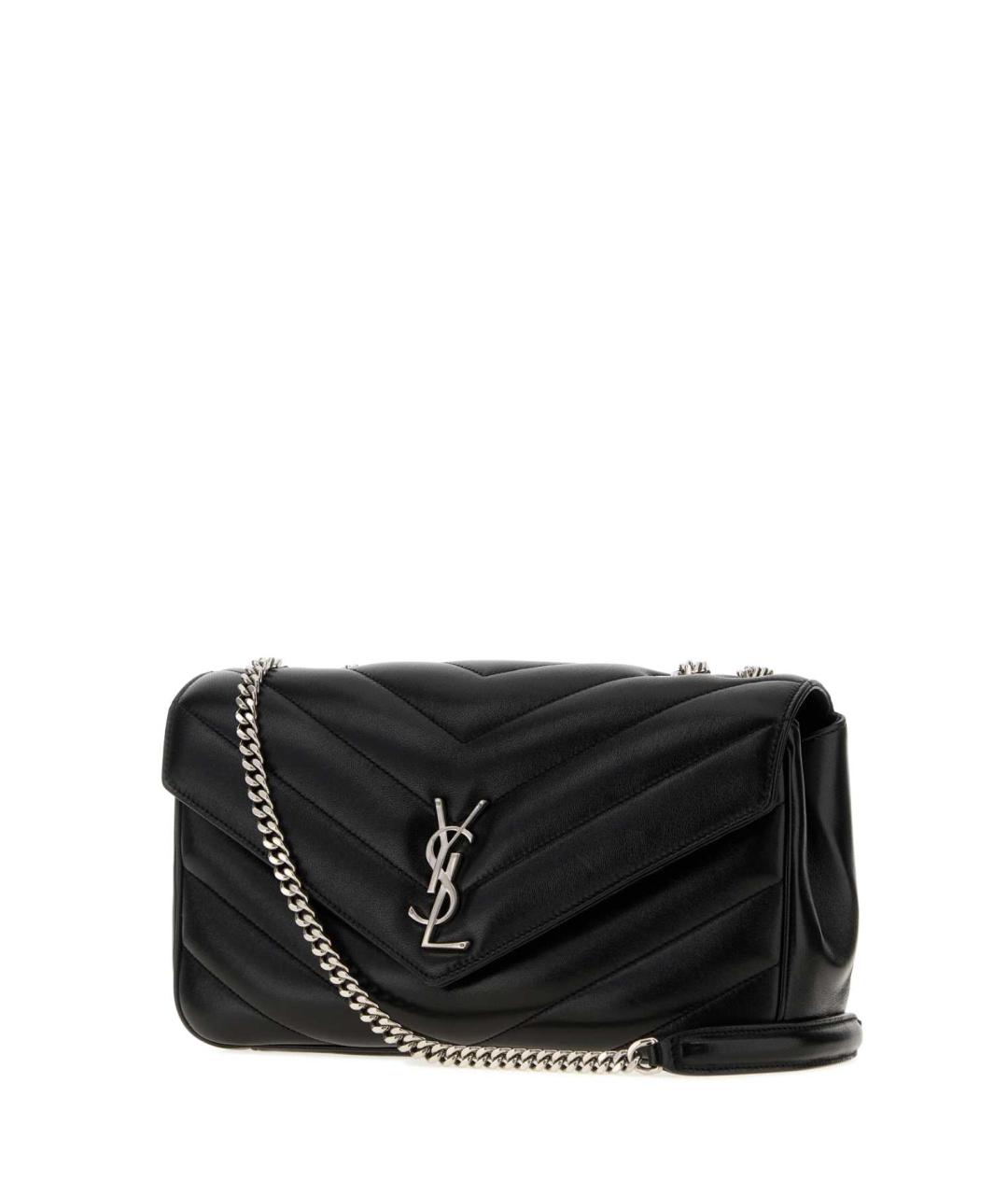 SAINT LAURENT Черная кожаная сумка через плечо, фото 2