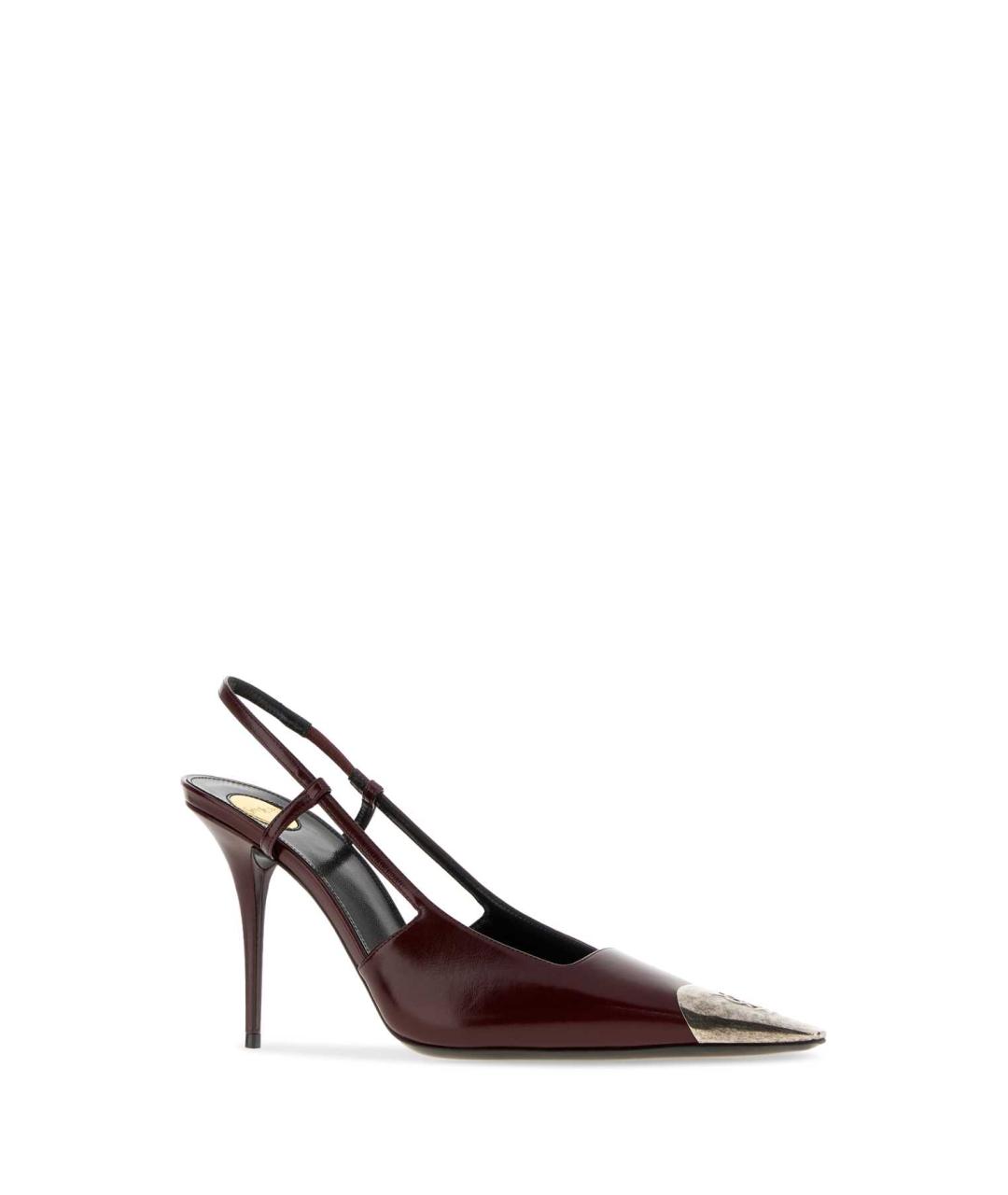 SAINT LAURENT Бордовые кожаные туфли, фото 2