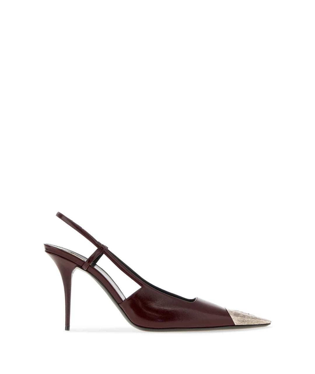 SAINT LAURENT Бордовые кожаные туфли, фото 1