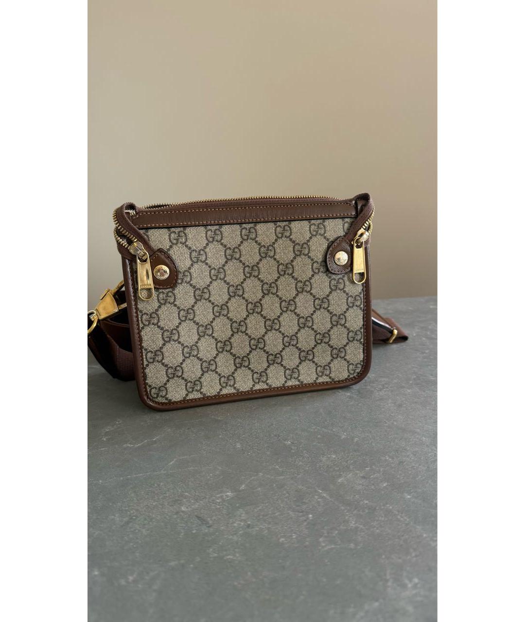 GUCCI Коричневая сумка через плечо из канвы, фото 3