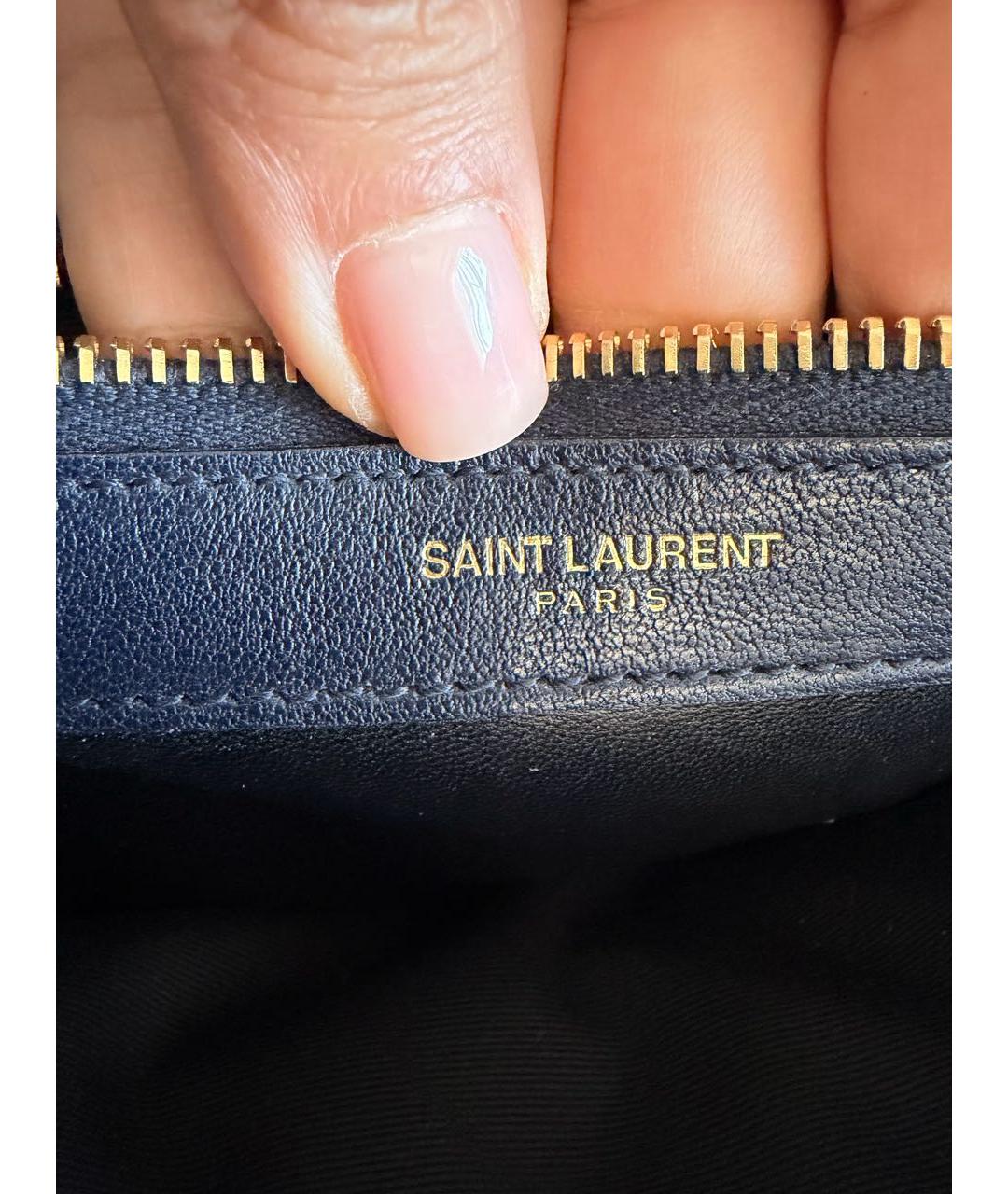 SAINT LAURENT Темно-синяя кожаная сумка через плечо, фото 5