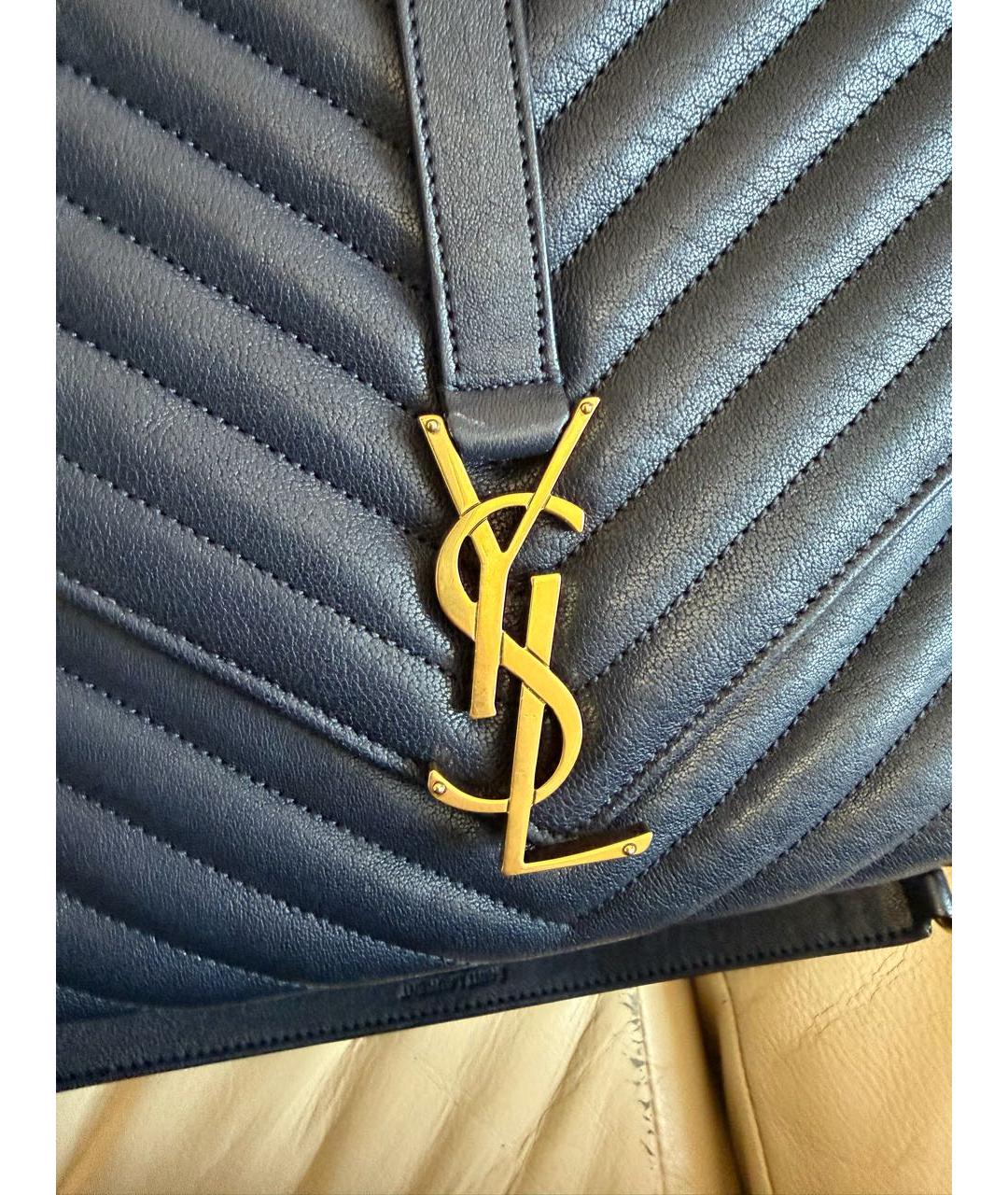 SAINT LAURENT Темно-синяя кожаная сумка через плечо, фото 3